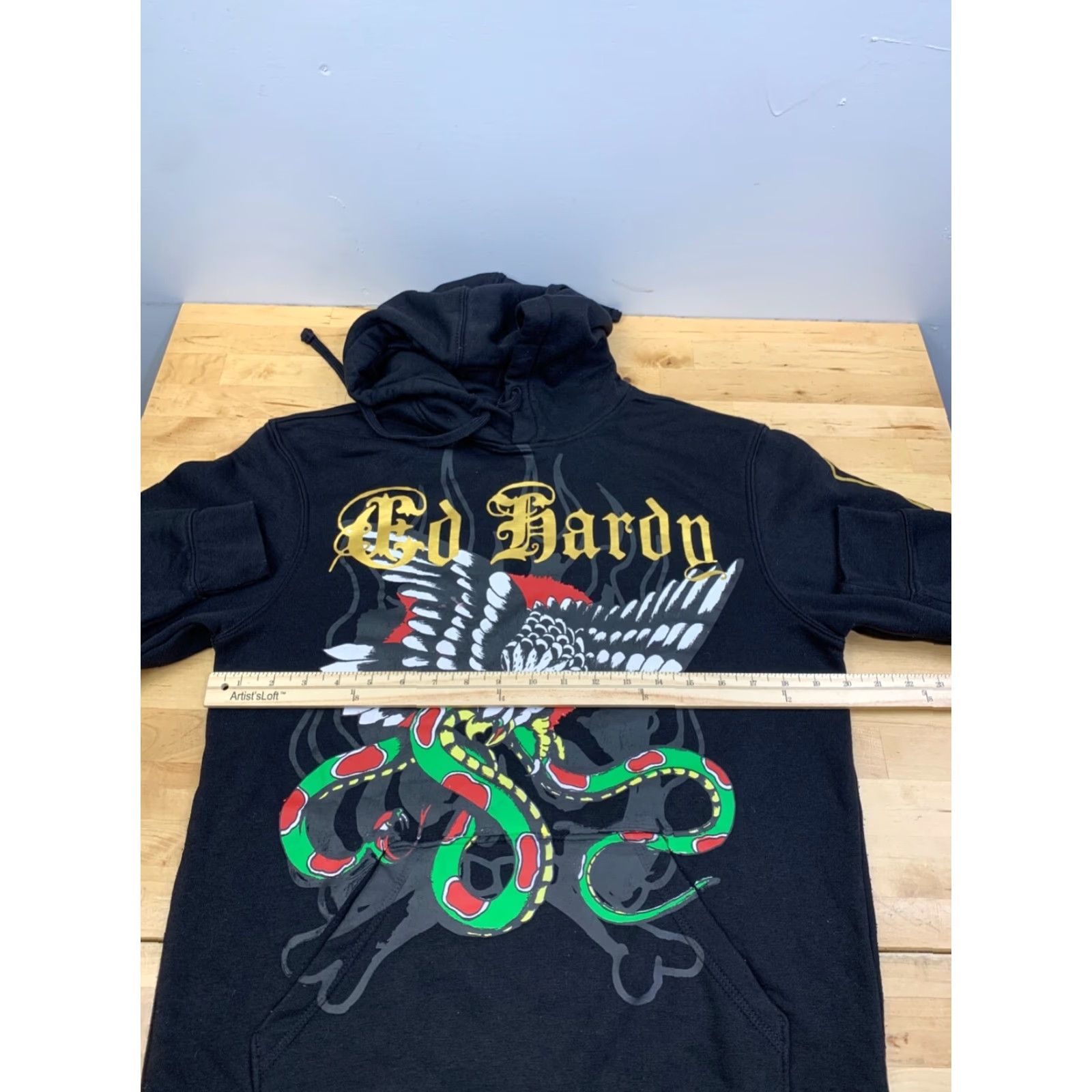 Ed Hardy Ed Hardy Hoodie Mens S Black Pullover Y2K Snake Eagle Goth 11395 Size US S / EU 44-46 / 1 - 6 Thumbnail