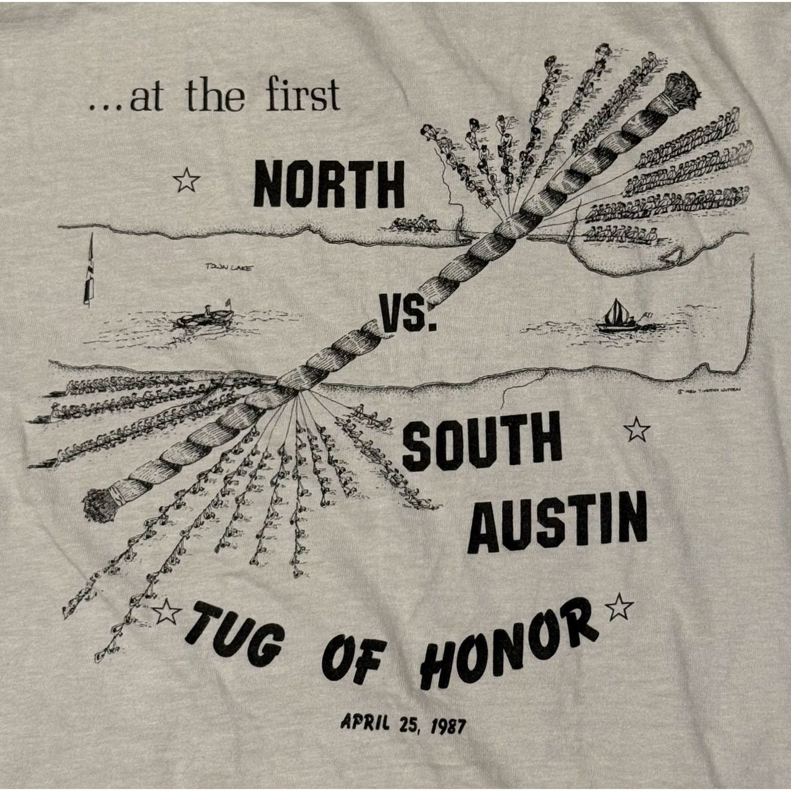 Hanes VINTAGE North Vs South Austin Tug Of War Shirt L Gray Hanes 80s Texa? Size US L / EU 52-54 / 3 - 4 Thumbnail