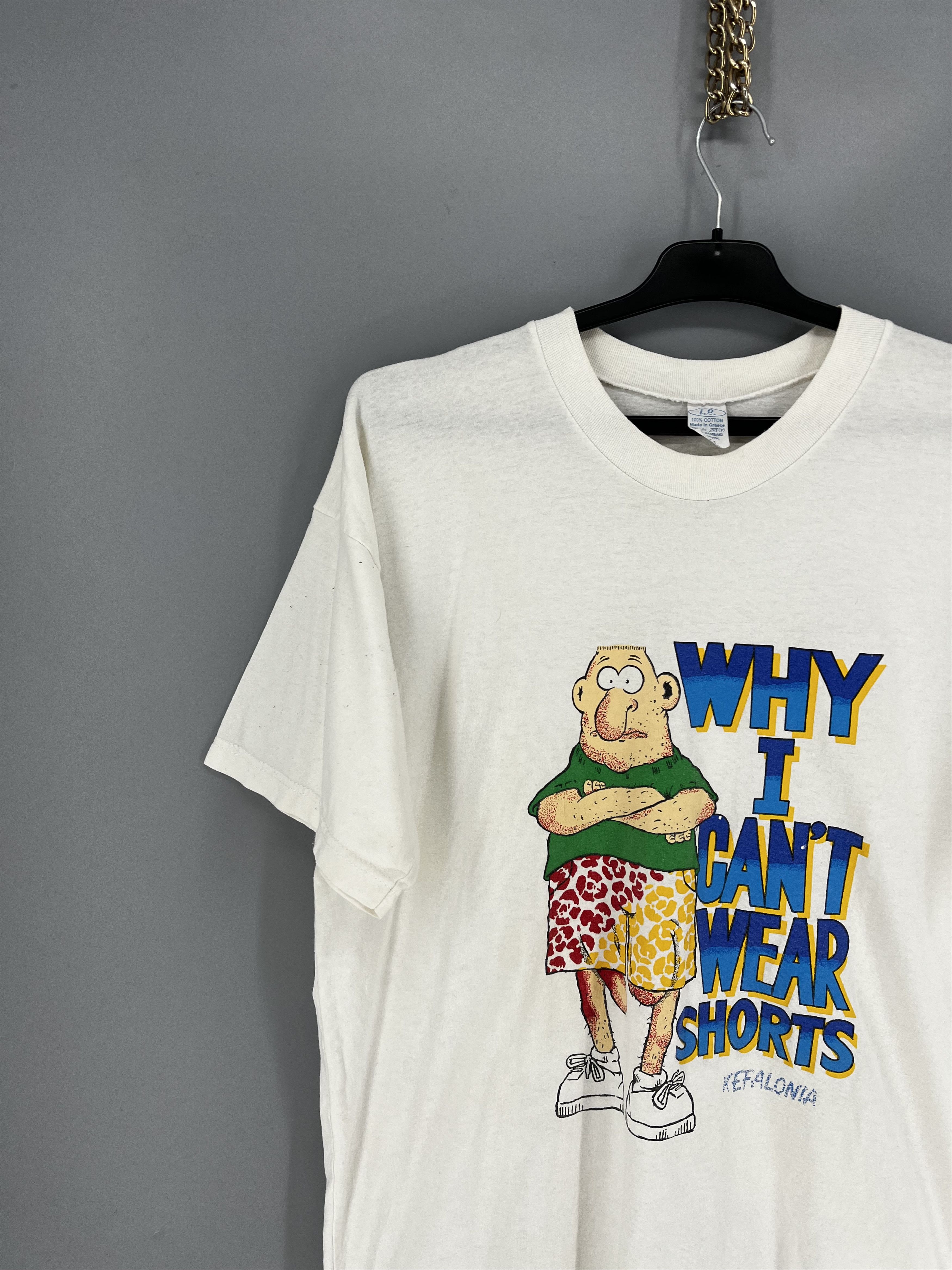 Vintage Y2K 90’s Vintage Why I Can’t Wear Shorts Funny T Shirt Size US XL / EU 56 / 4 - 4 Thumbnail