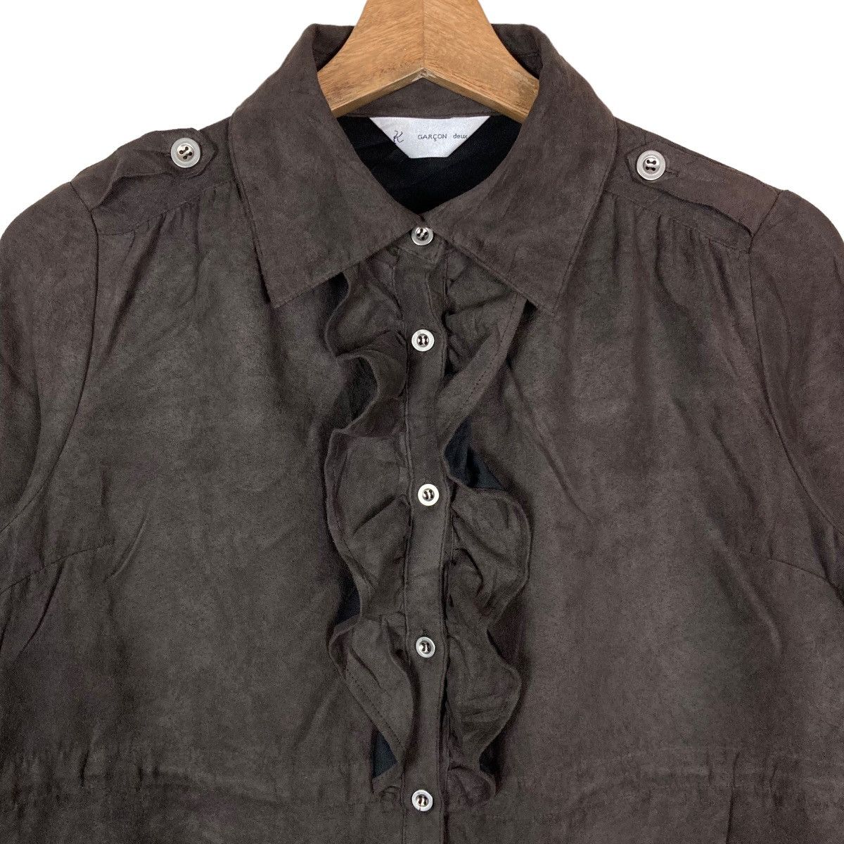 Vintage Vintage Garcon Deux Ruffle Necklace Half Button Up Medium Size M / US 6-8 / IT 42-44 - 3 Thumbnail