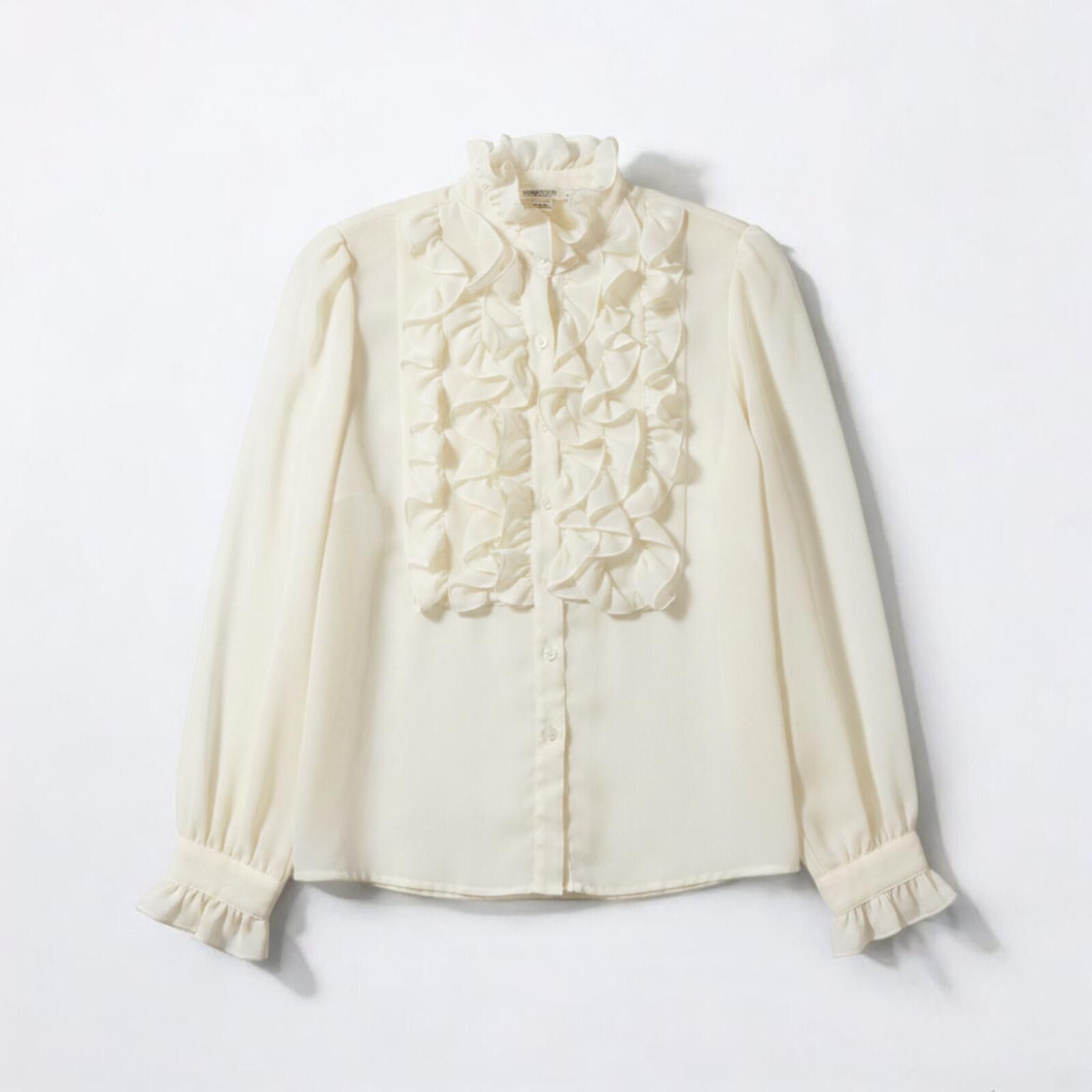 Other Lloyd Williams Vintage Ivory Solid Blouse Womens 8 Medium Size M / US 6-8 / IT 42-44 - 1 Thumbnail