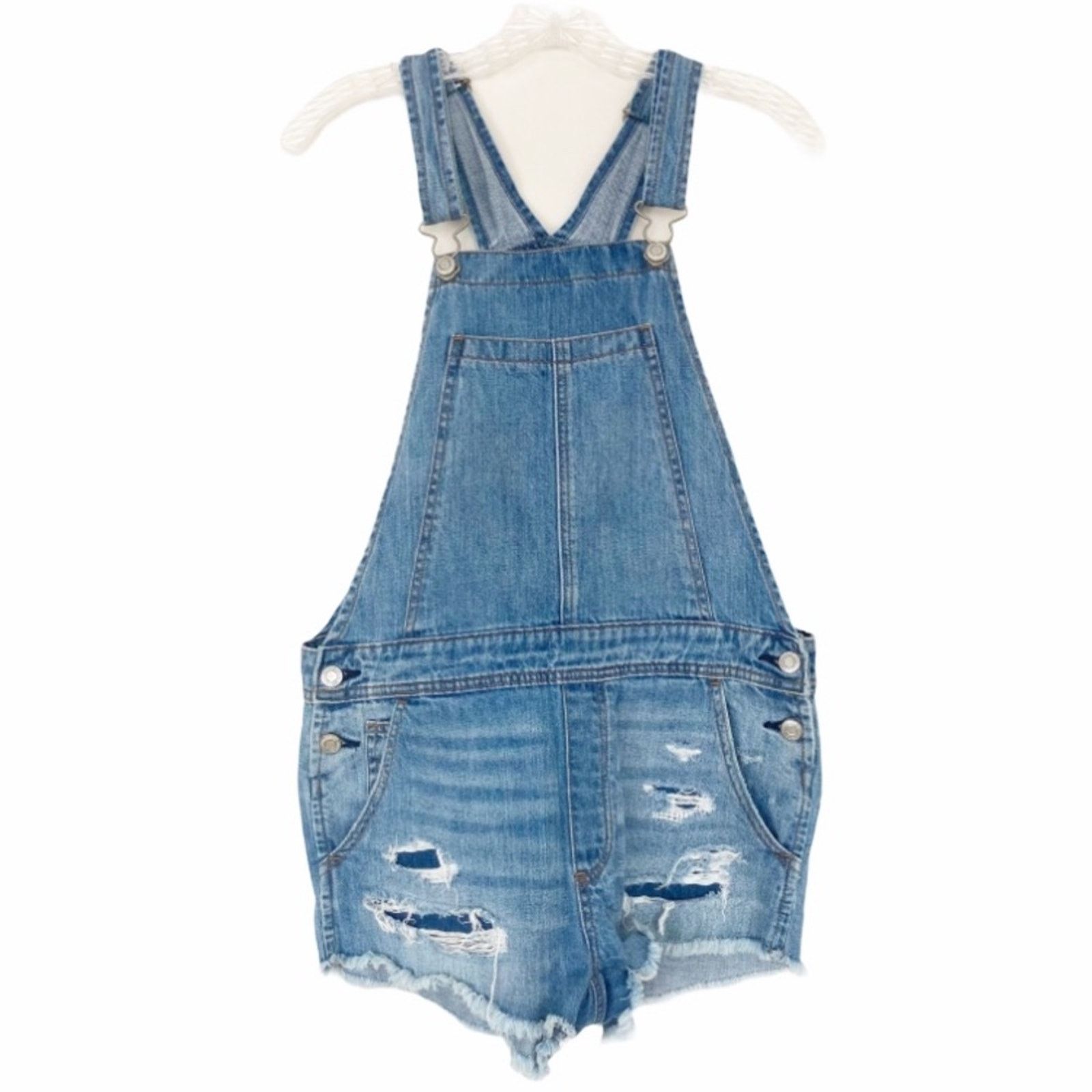 American Eagle Outfitters American Eagle Distressed Shortall Overalls Sz XS Size 26" / US 2 / IT 38 - 1 Thumbnail