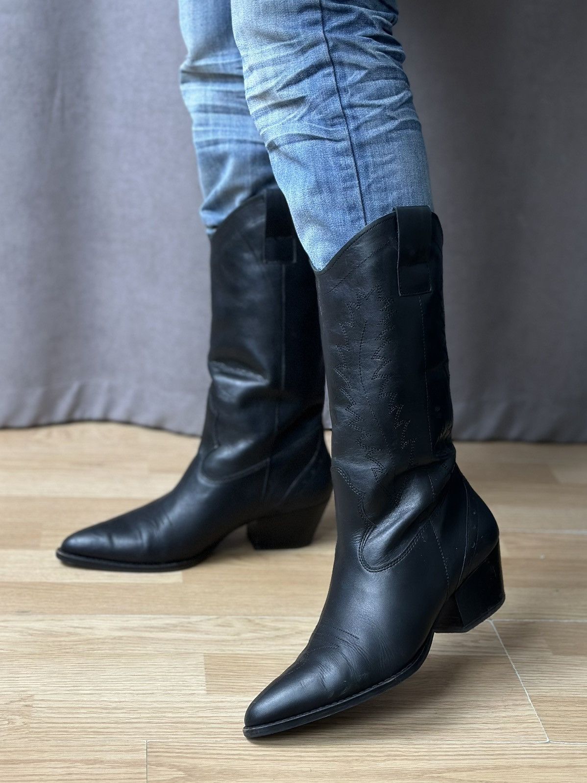 Western Rise Vintage Leather Western Boots Cowboys Boots Y2K Gothic Rare Size US 9 / IT 39 - 1 Thumbnail