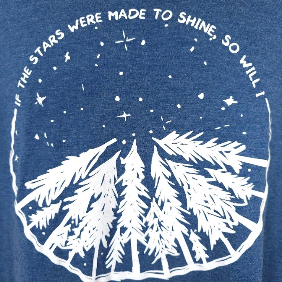 Vintage District Nature T Shirt Mens Large Blue If The Stars Were Made To Shine So Will I Shirts Mens Large Blue Stars 2010s T-Shirt District Mens Blue Stars Size US L / EU 52-54 / 3 - 3 Thumbnail