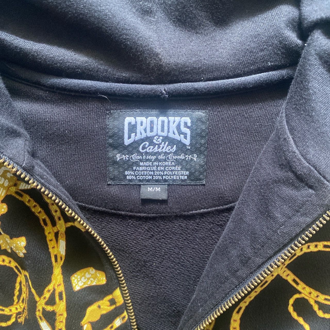 Crooks & Castles CROOKS & CASTLES EARLY 2000’s AOP GOLD CHAIN FULL ZIP HOODIE Size US M / EU 48-50 / 2 - 3 Thumbnail