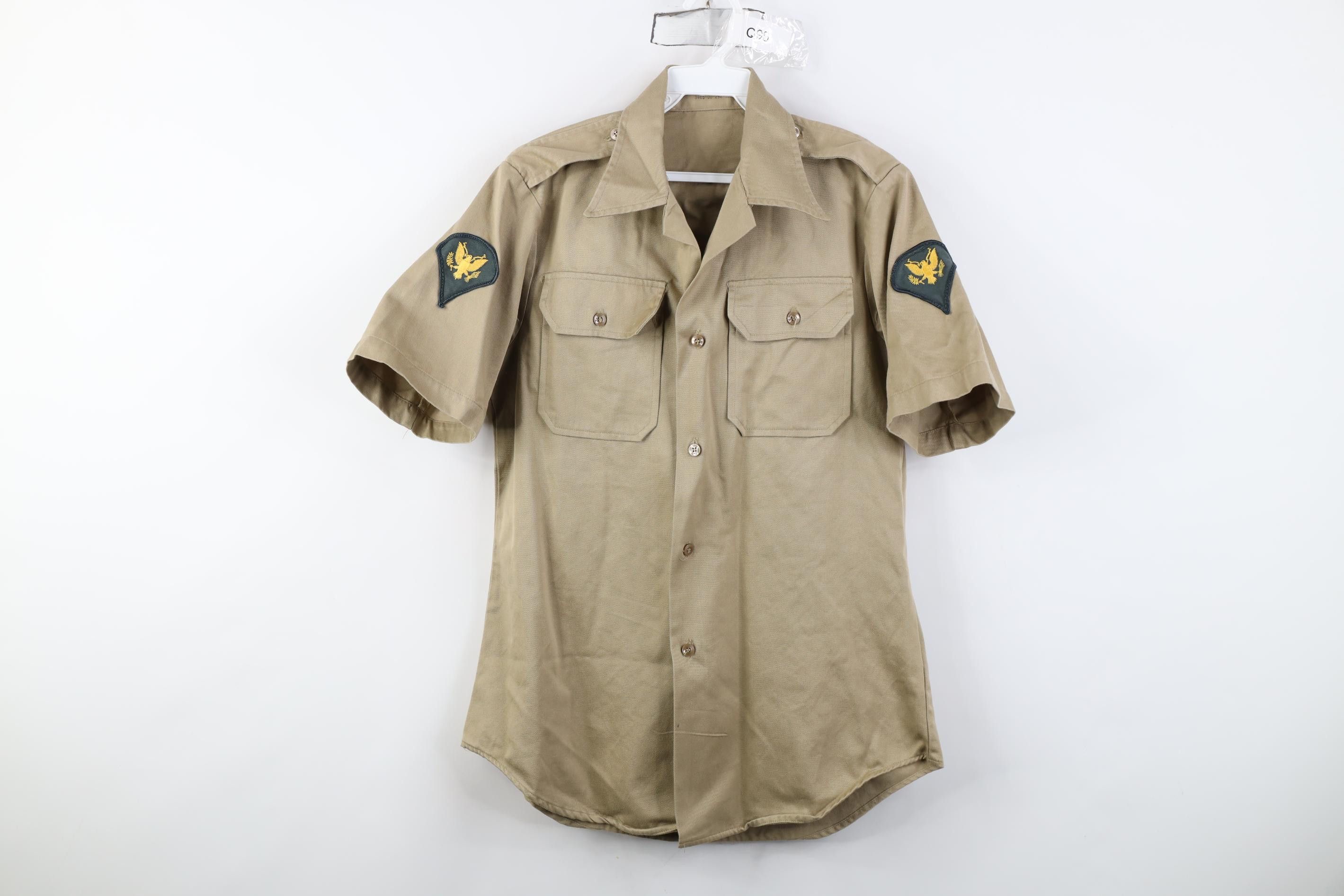 Vintage Vintage 70s Vietnam War Short Sleeve Button Shirt Khaki USA Size US S / EU 44-46 / 1 - 1 Thumbnail