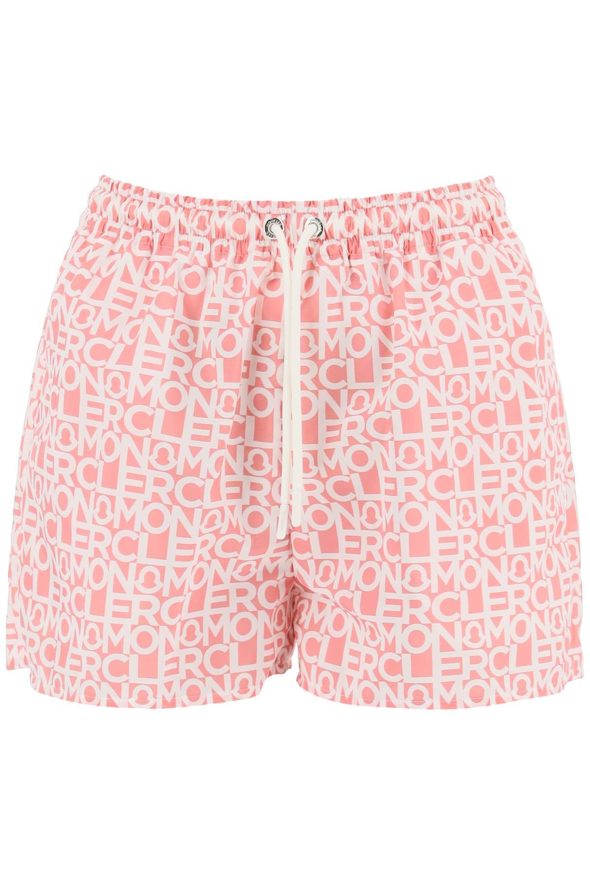 image of Moncler Logo Shorts In Technical Fabric in Pink, Women's (Size 27)