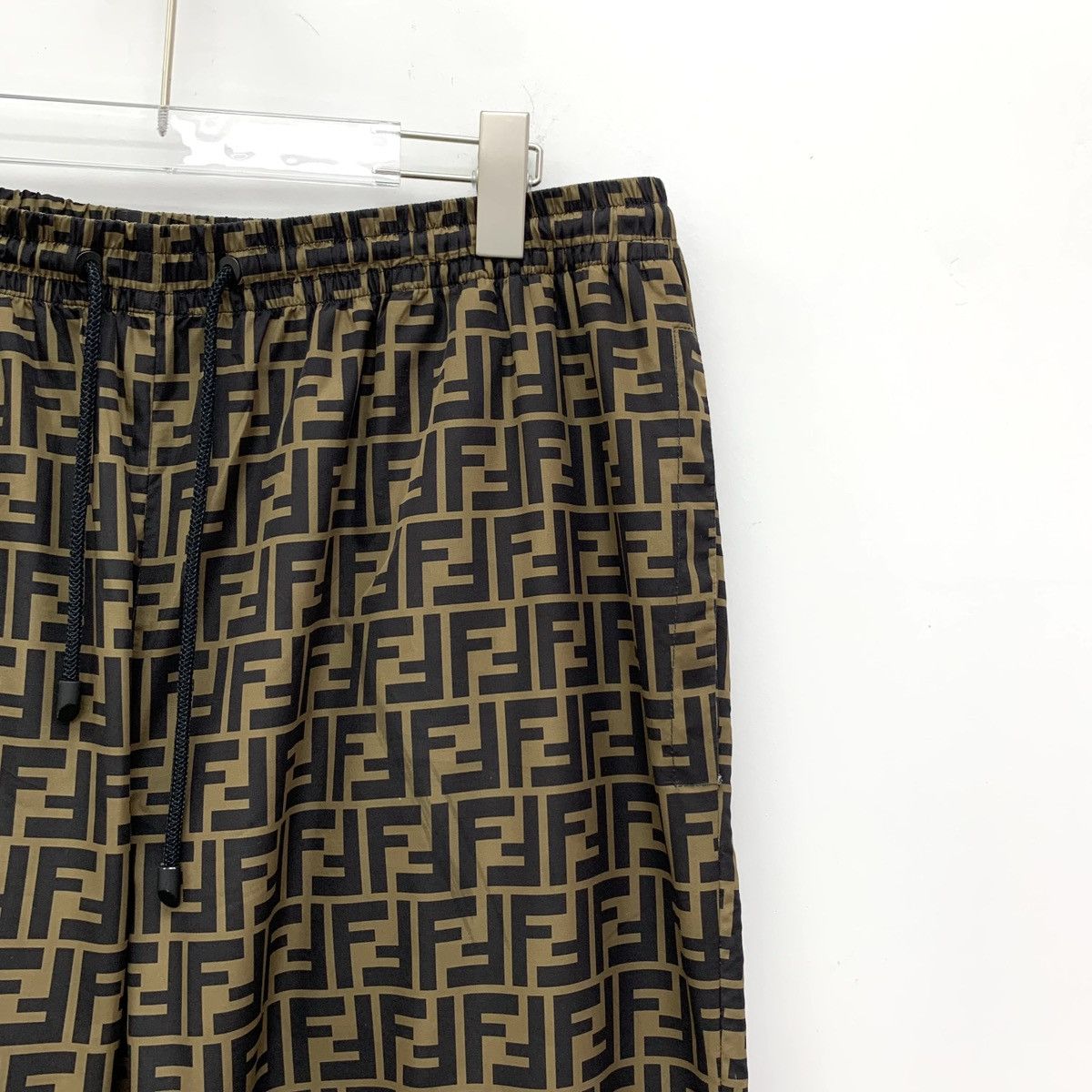 Fendi Fendi Brown All-over Logo Printed Cuffed Casual Pants K26WX Size US 38 / EU 54 - 3 Thumbnail