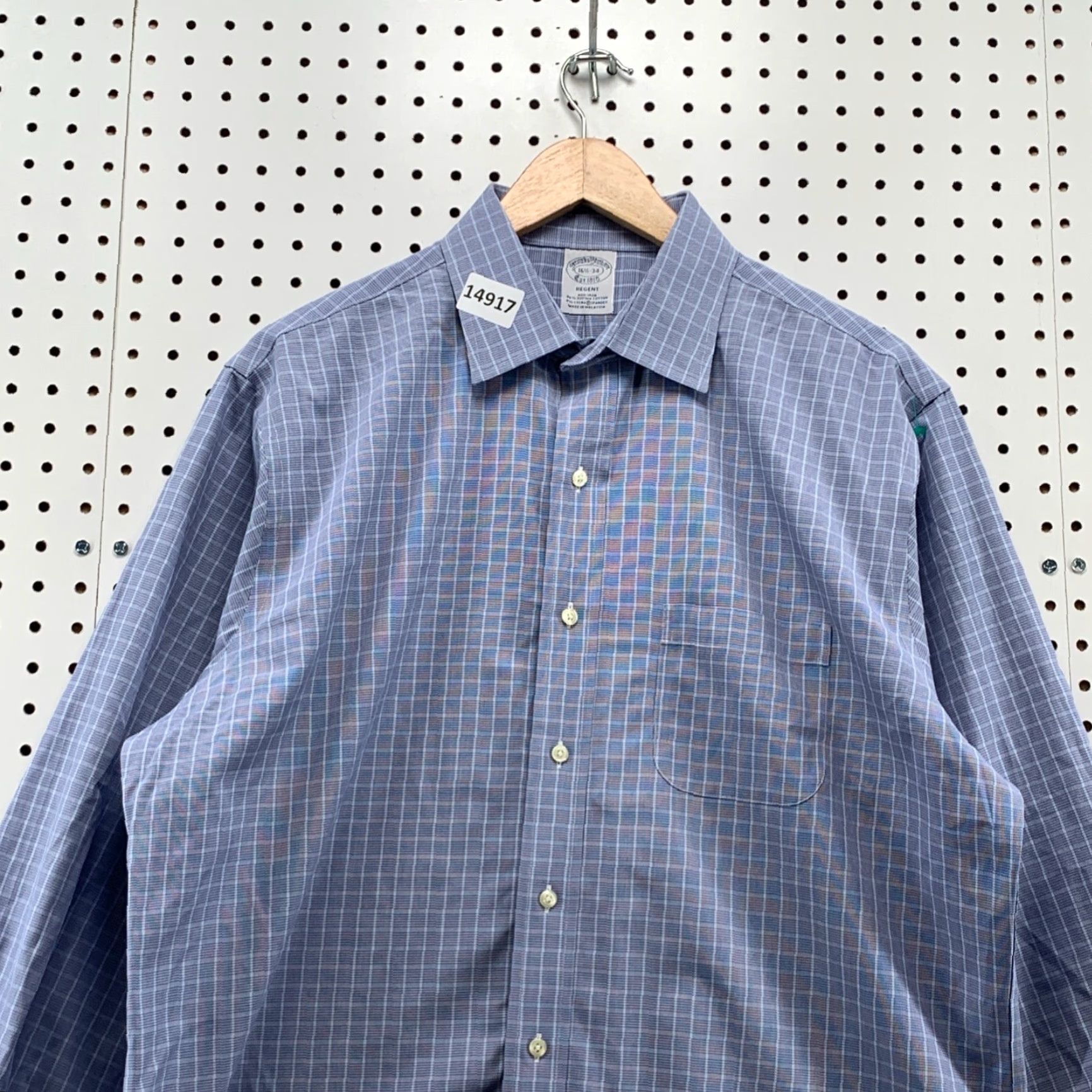 Brooks Brothers VINTAGE Brooks Brothers Button-Up Shirt Mens Regents 16.5 34 Blue White Check Spread Collar Size US XL / EU 56 / 4 - 2 Thumbnail