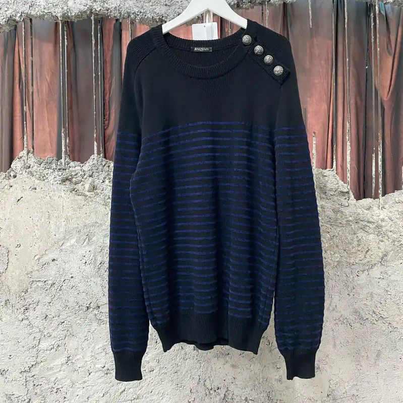 Balmain Men's Long Sleeve Color Block Sweater 0089