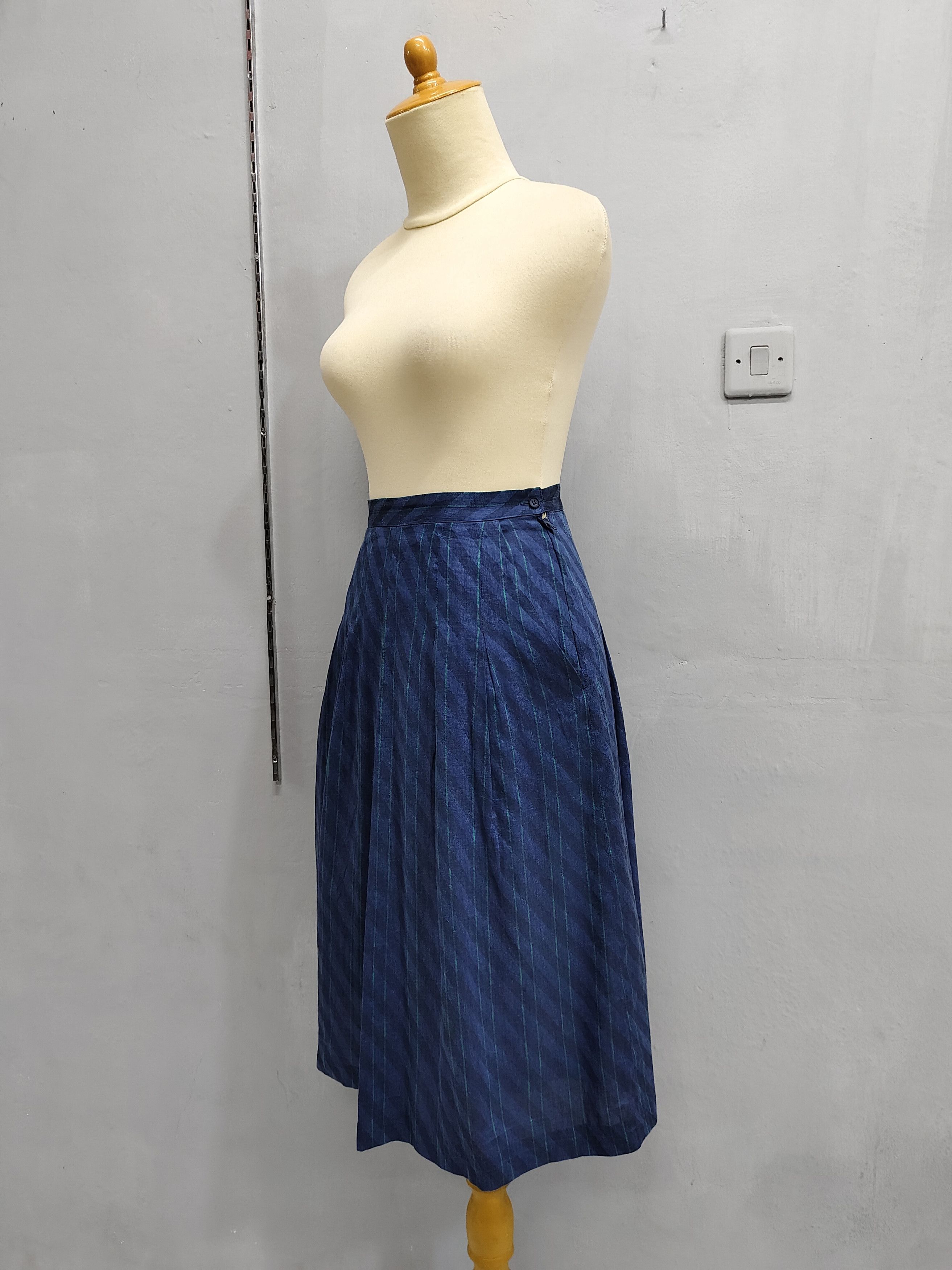 Vintage RARE 🇮🇹 Vtg 80s Franco Ferraro Striped Midi Skirt Size 27" / US 4 / IT 40 - 3 Thumbnail