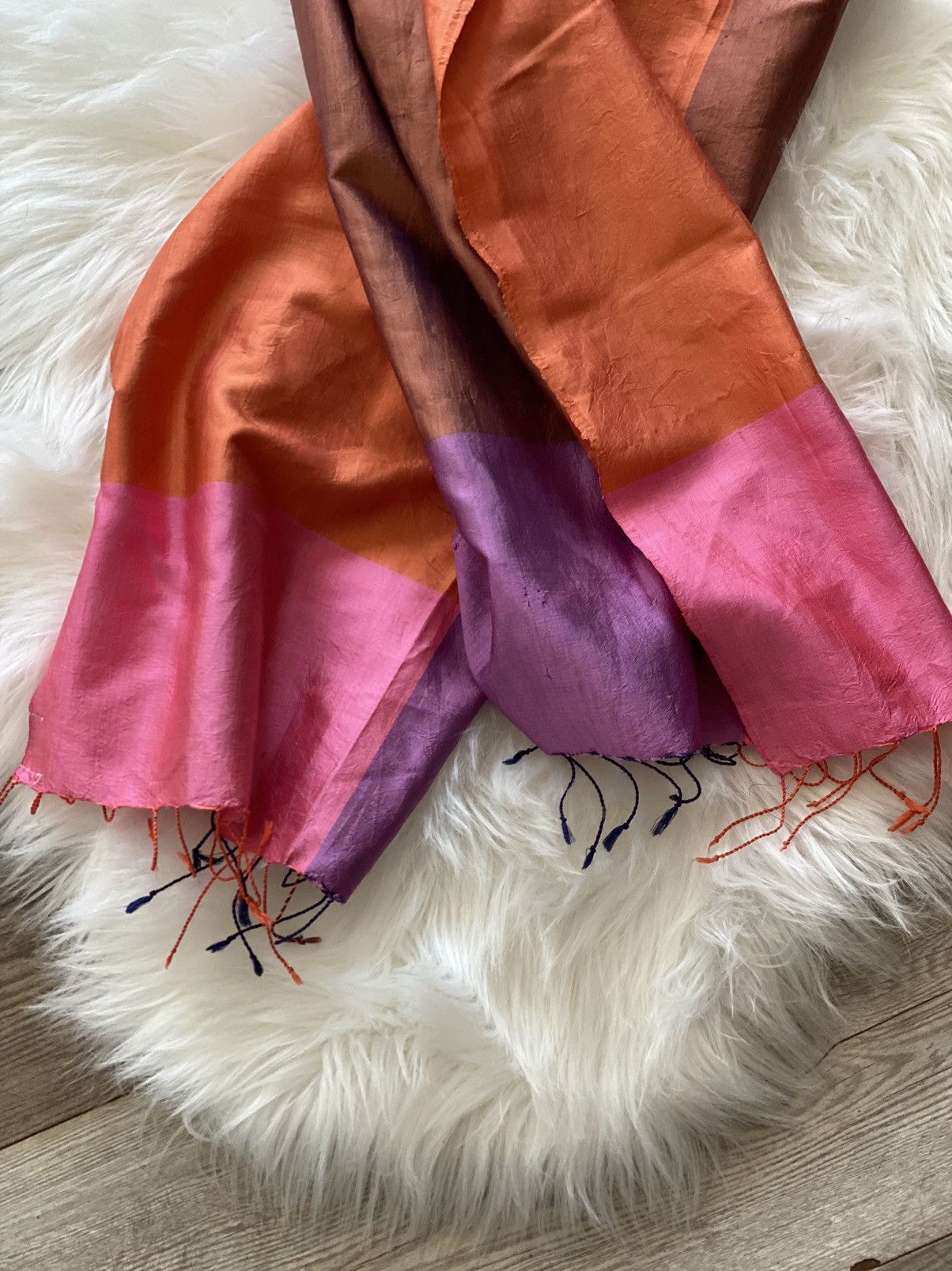 Other TABITHA CAMBODIA HANDCRAFTED SCARF SHAWL 100% CAMBODIAN SILK Size ONE SIZE - 4 Thumbnail
