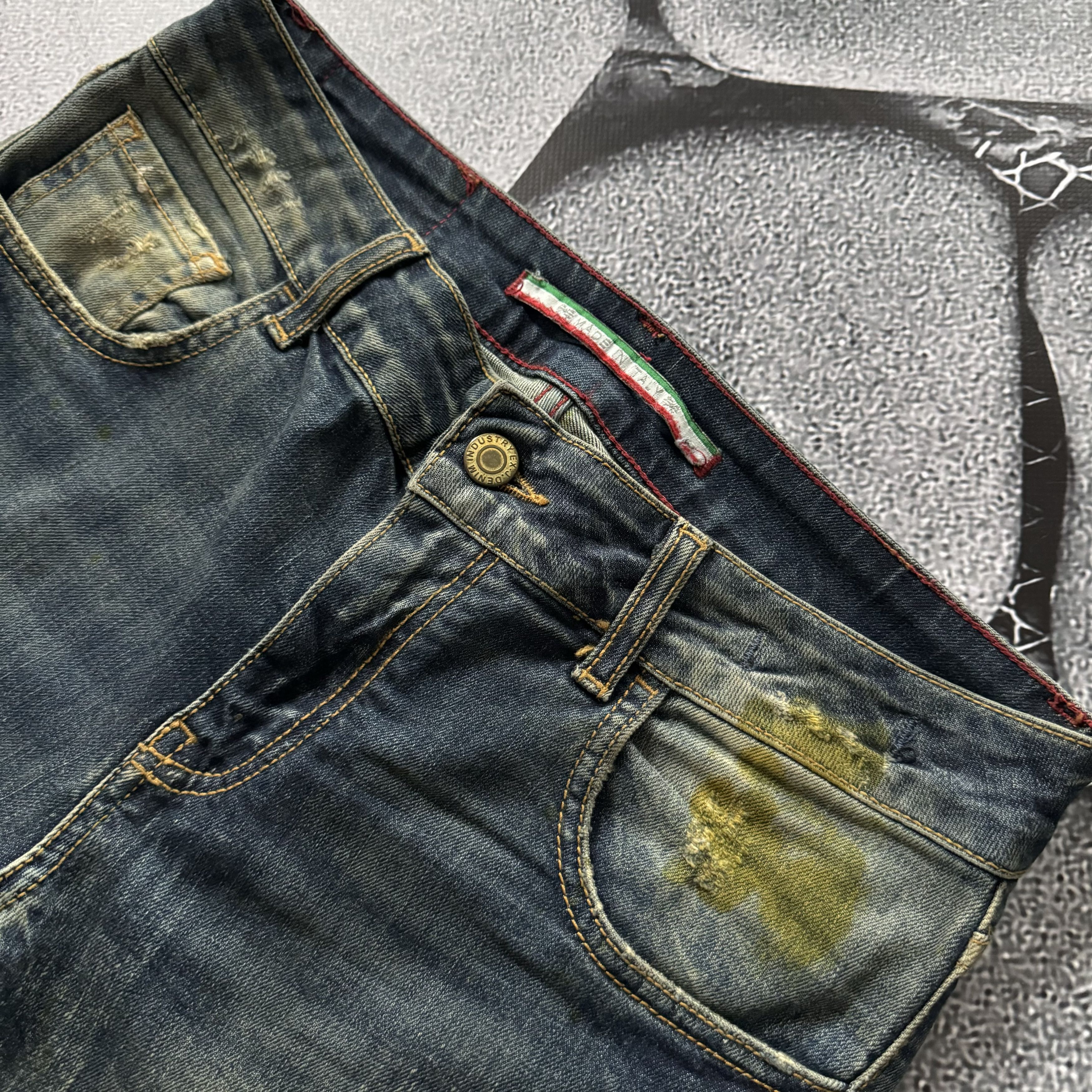 Vintage EX-J VINTAGE DISTRESSED FADED TRASHED JEANS AVANT GARDE Y2K Size 32" / US 10 / IT 46 - 6 Thumbnail