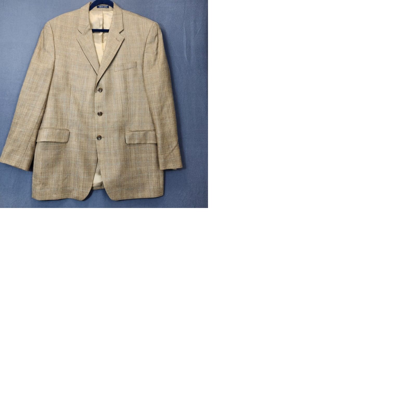 Vintage Ralph Lauren Mens Sport Coat 44L Tan Houndstooth Plaid Silk Wool Notch Lapel Jacket 2 Piece Size US S / EU 44-46 / 1 - 10 Thumbnail
