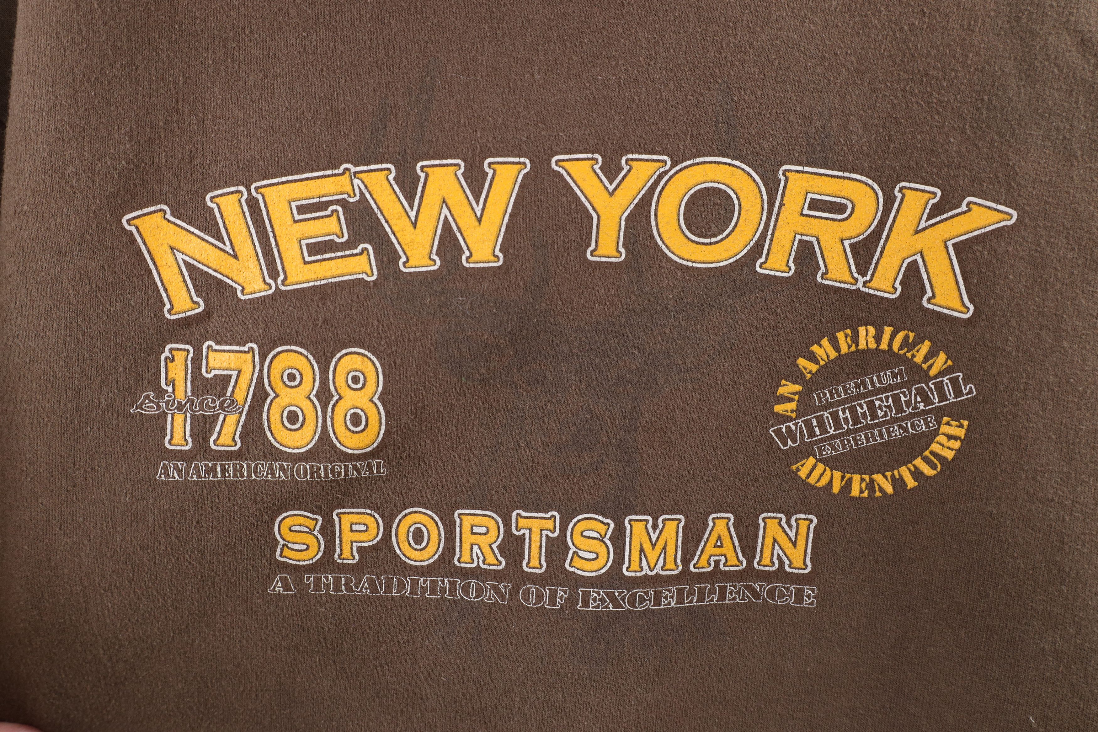 Vintage Vintage Streetwear New York Sportsman Deer Hoodie Brown Size US L / EU 52-54 / 3 - 7 Thumbnail