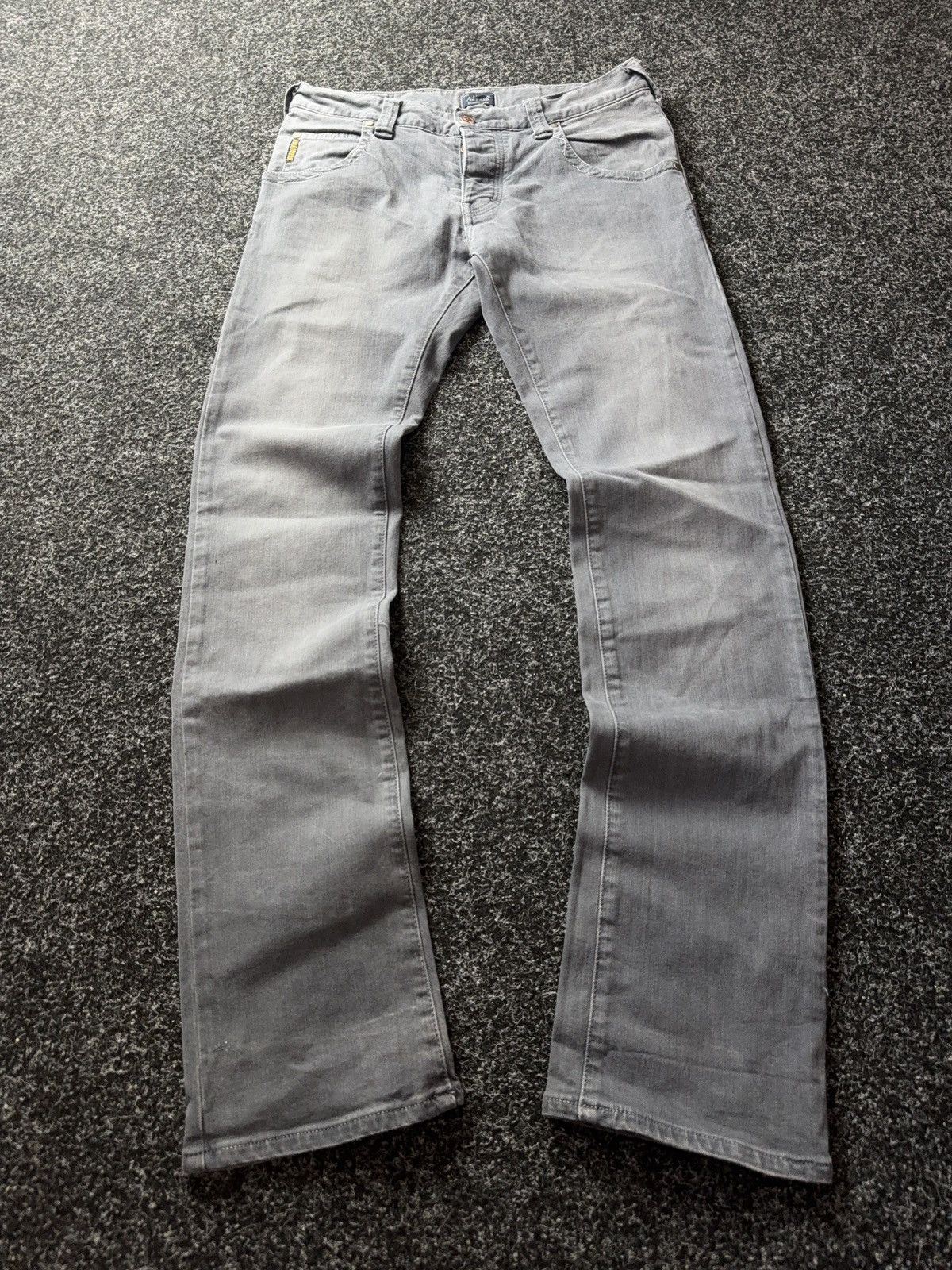 Armani 00s Armani Jeans AJ Distressed Faded Grey Slim Y2K Denim Size 28" / US 6 / IT 42 - 1 Thumbnail
