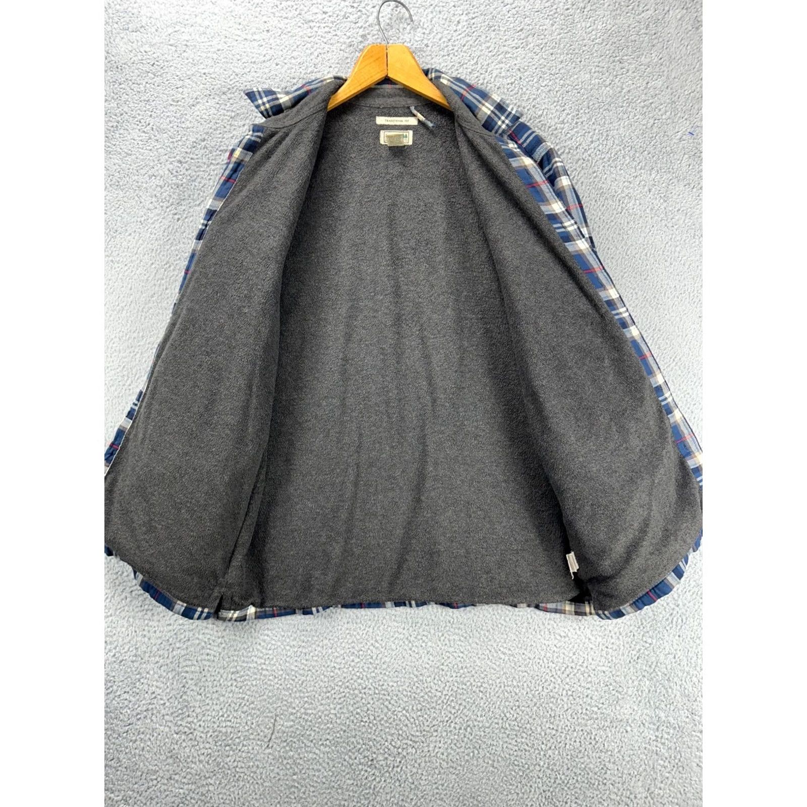 Vintage L.L. Bean Shirt Adult Medium Blue Plaid Traditional Fit Sherpa Lined Shacket Men Size US M / EU 48-50 / 2 - 4 Thumbnail