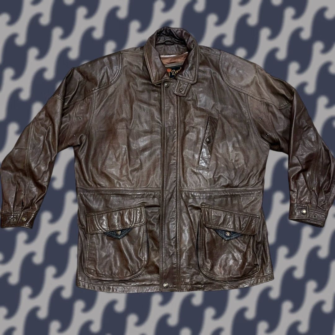 Vintage VINTAGE Reed Leather Bomber Jacket Coat Thinsulate Lined Sz 46 BIG Mens Brown 90s Classic Leather Bomber Zip Snap Pockets Cinch Waist Leather Coat Size US S / EU 44-46 / 1 - 1 Thumbnail