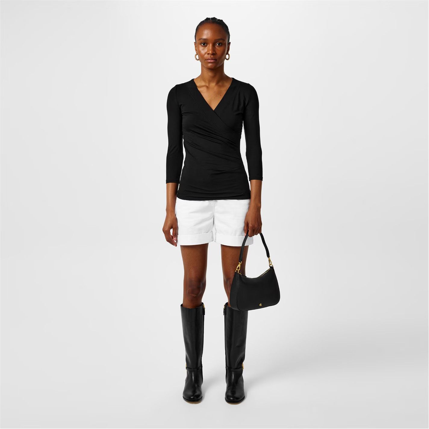 Lauren Ralph Lauren o1g2r1mq1025 Alayja Wrap Top in Black Size XS / US 0-2 / IT 36-38 - 5 Thumbnail