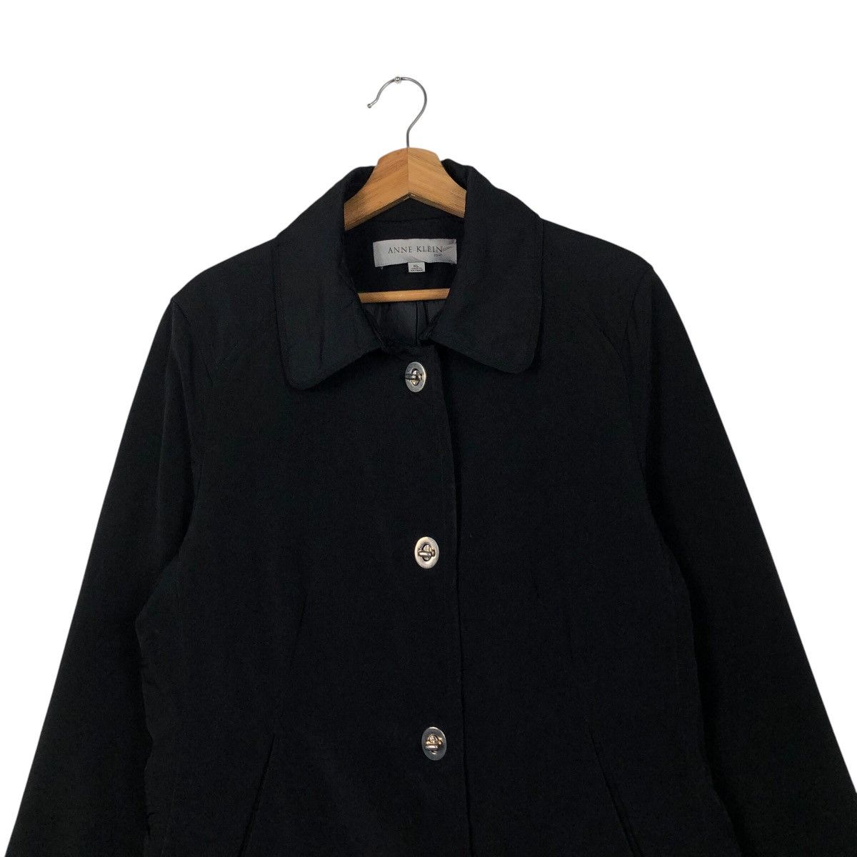 Vintage 📌Rich Black Vintage Long Jacket Anne Klein Coat Size US XL / EU 56 / 4 - 9 Thumbnail