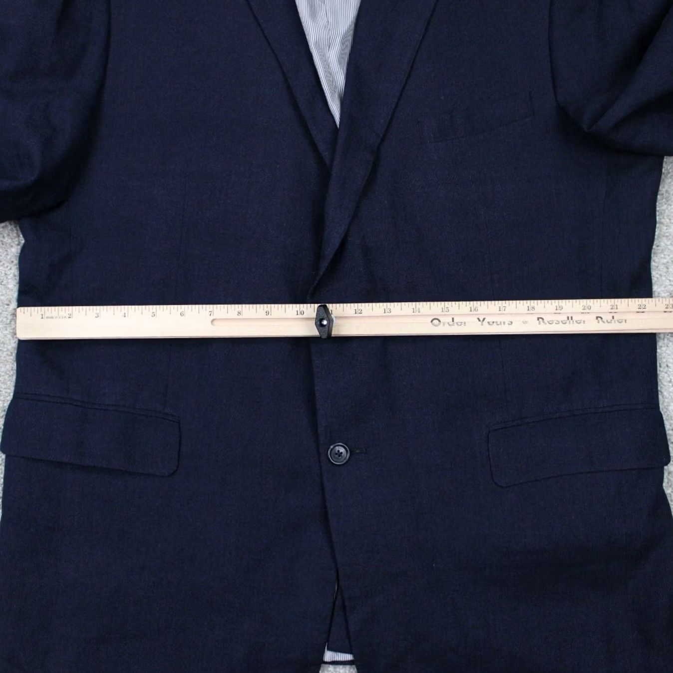 Jos. A. Bank Jos. A. Bank Sports Jacket Mens 46 Blue Linen/Wool Blend Notch Lapel 2-Button Single-Breasted Regular 52 Chest Suit Jacket Size 46R - 4 Thumbnail