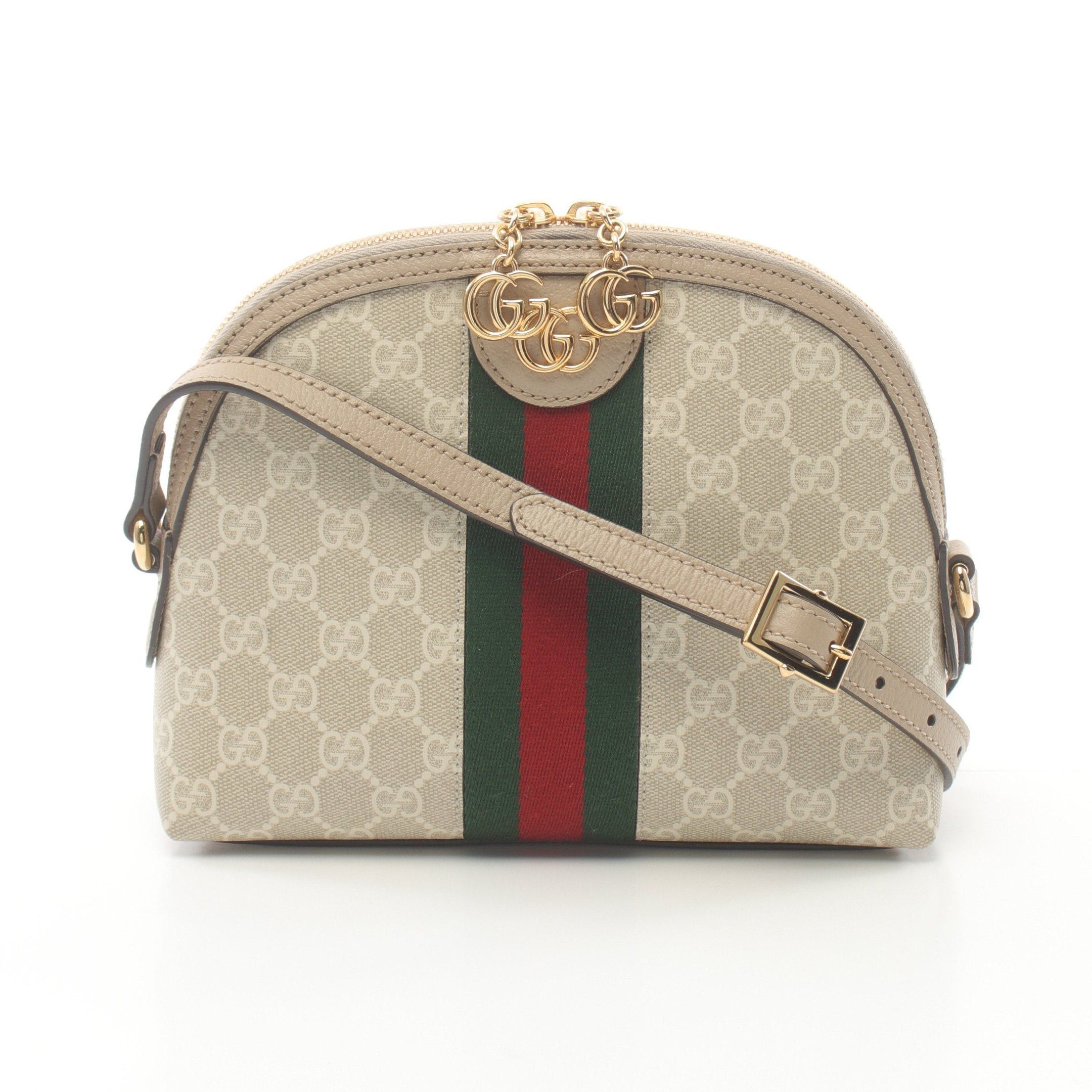 Gucci Ophidia Gg Supreme Shoulder Bag Leather Beige Multicolor