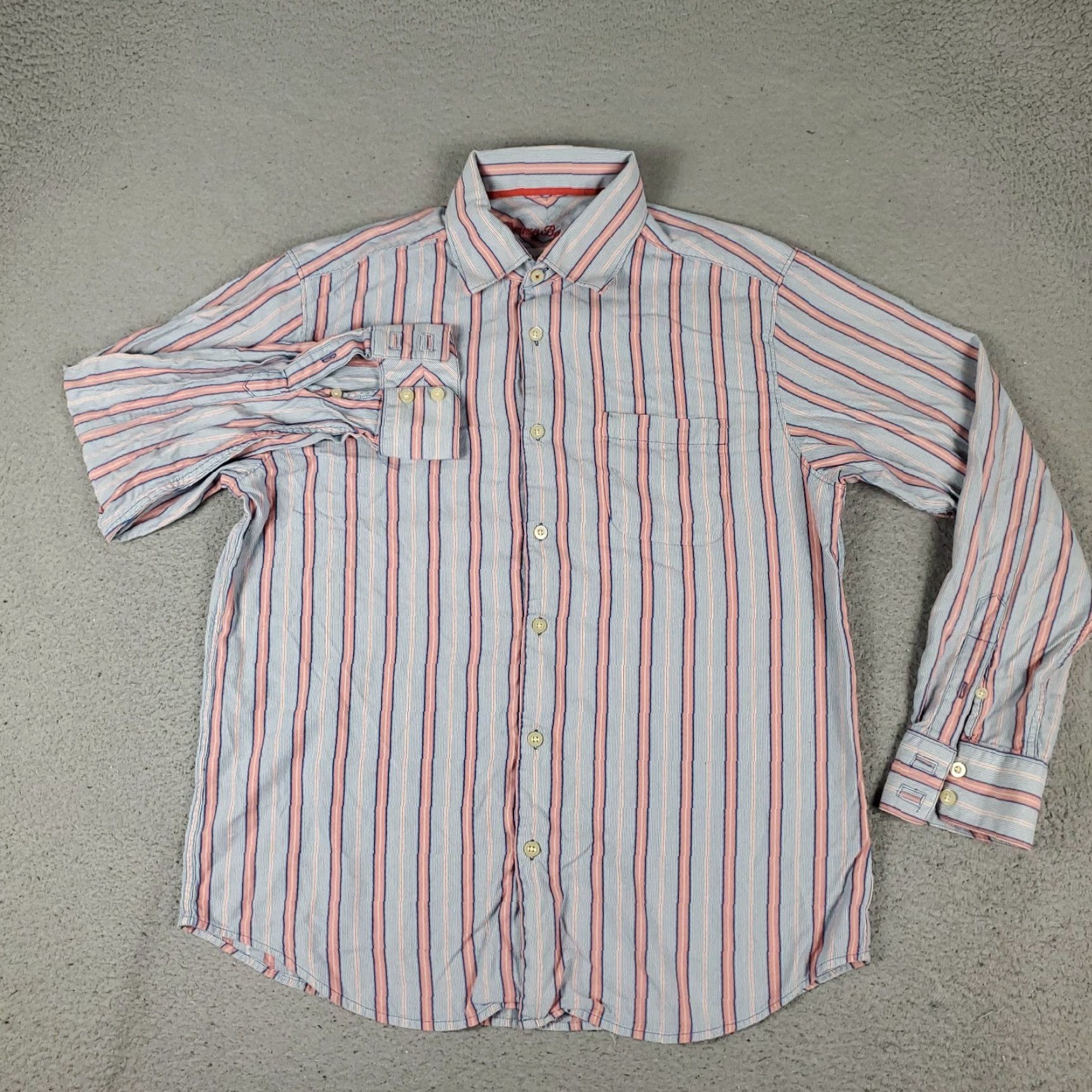 Tommy Bahama Tommy Bahama Shirt Mens Medium Blue Pink Striped Silk Button Up Long Sleeve Wool? Size US M / EU 48-50 / 2 - 2 Thumbnail