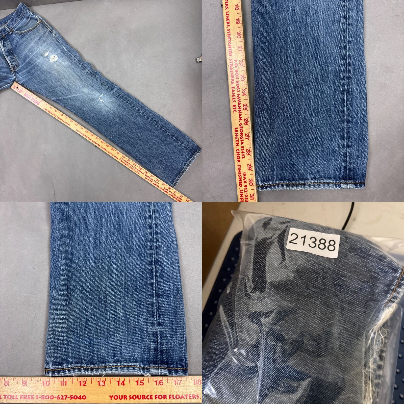 Levi's Levi's 501 Jeans Men 32x30 Blue Pant Button Fly Faded Thrash Repaired (Tag33x32) Size US 33 - 11 Thumbnail