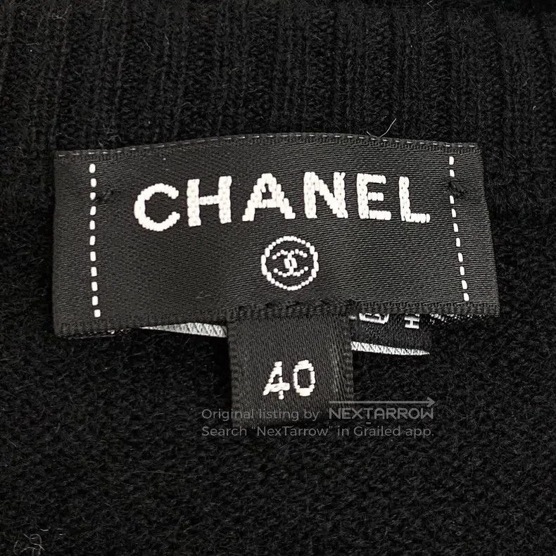 Chanel Chanel Black floral print cashmere single-breasted long-sl Size XXS / US 00 / IT 34 - 6 Thumbnail