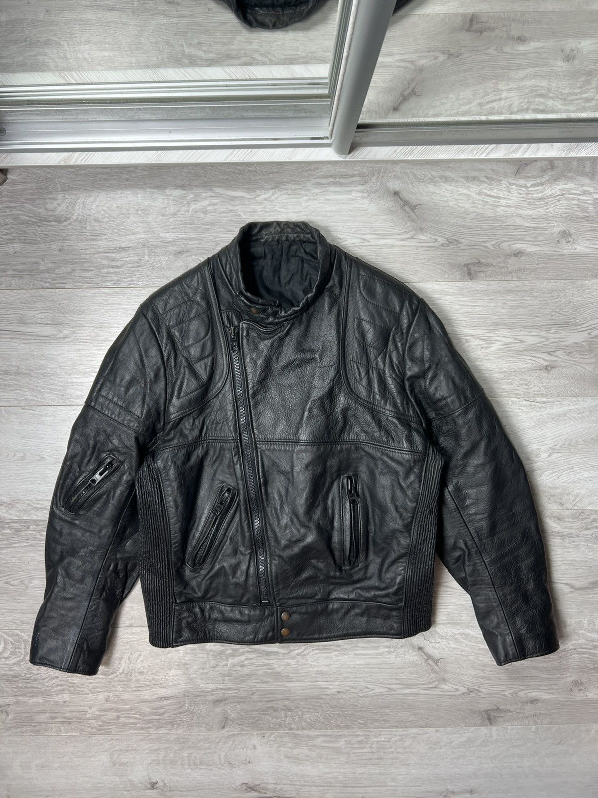 Genuine Leather Vintage Heavyweight Biker Motorcycle Leather Jacket Racing Size US M / EU 48-50 / 2 - 1 Thumbnail
