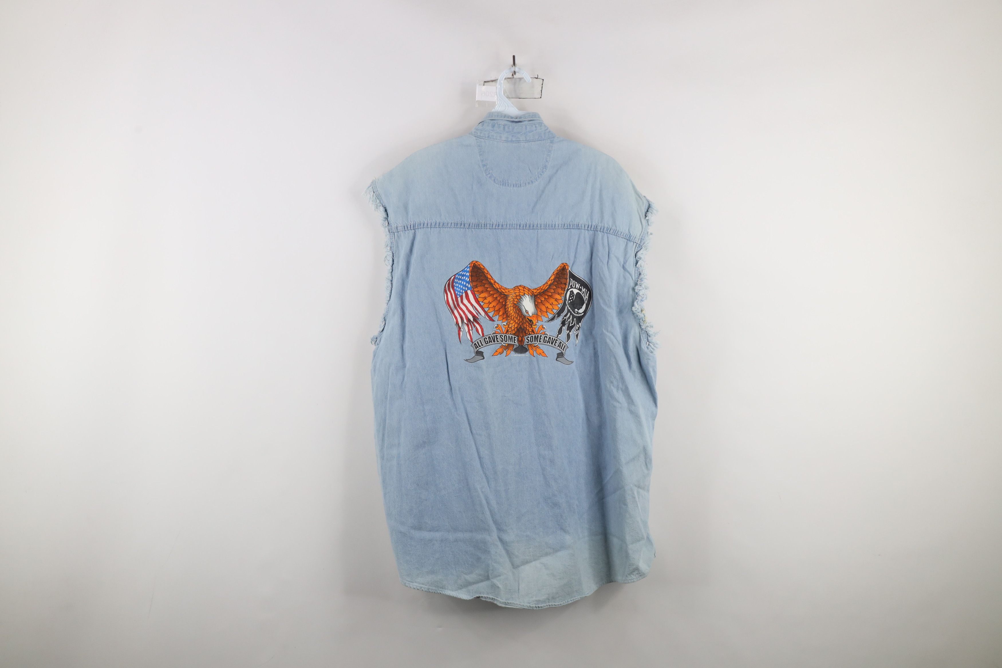 Vintage Vintage Y2K 2004 Eagle Cut Off Denim Jean Collared Shirt Size US XXL / EU 58 / 5 - 13 Thumbnail