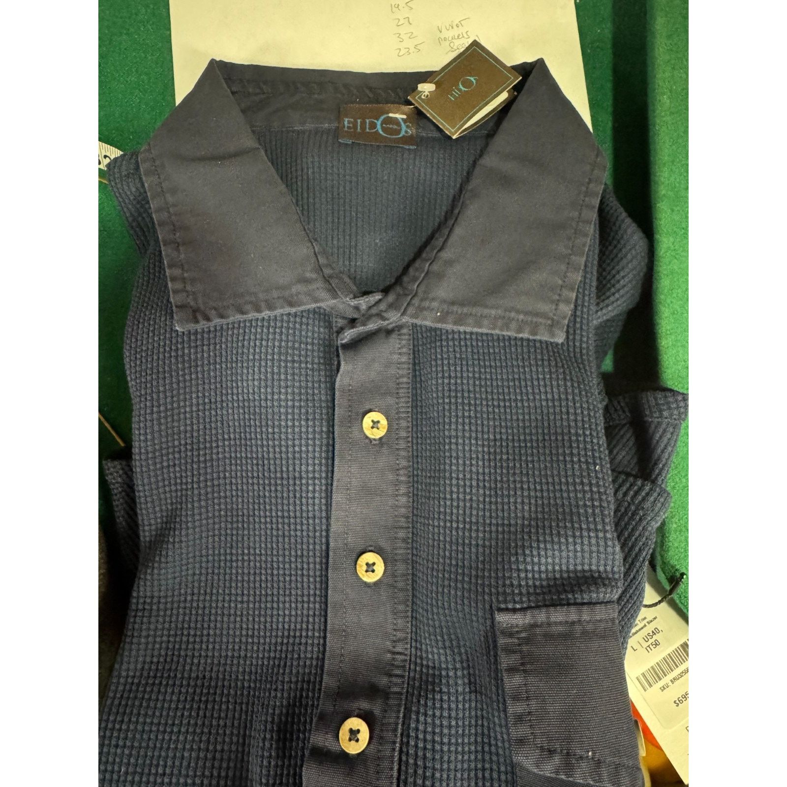 Eidos Napoli Eidos Napoli Waffle Knit Polo Shirt size 52/XL Blue Camicia Size US XL / EU 56 / 4 - 2 Thumbnail