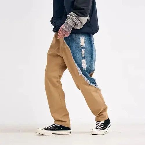 Jean 20SS Indigo Union Japan Khaki Patchwork Pants Size US 32 / EU 48 - 2 Thumbnail