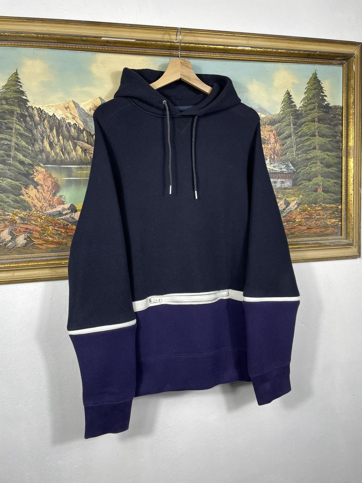 Designer × Japanese Brand × Sacai Sacai Navy Sponge Hoodie Sweatshirt Japanese Band Size US L / EU 52-54 / 3 - 3 Thumbnail