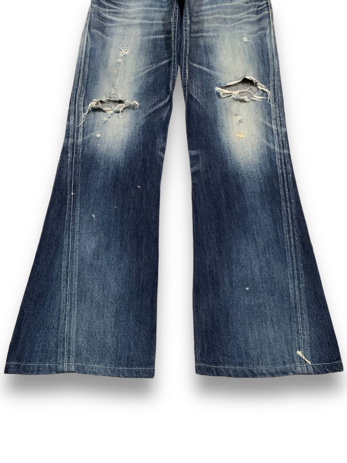 Edwin Vintage Edwin Blue Trip Flare Bootcut Distressed Jeans Size US 31 - 7 Thumbnail