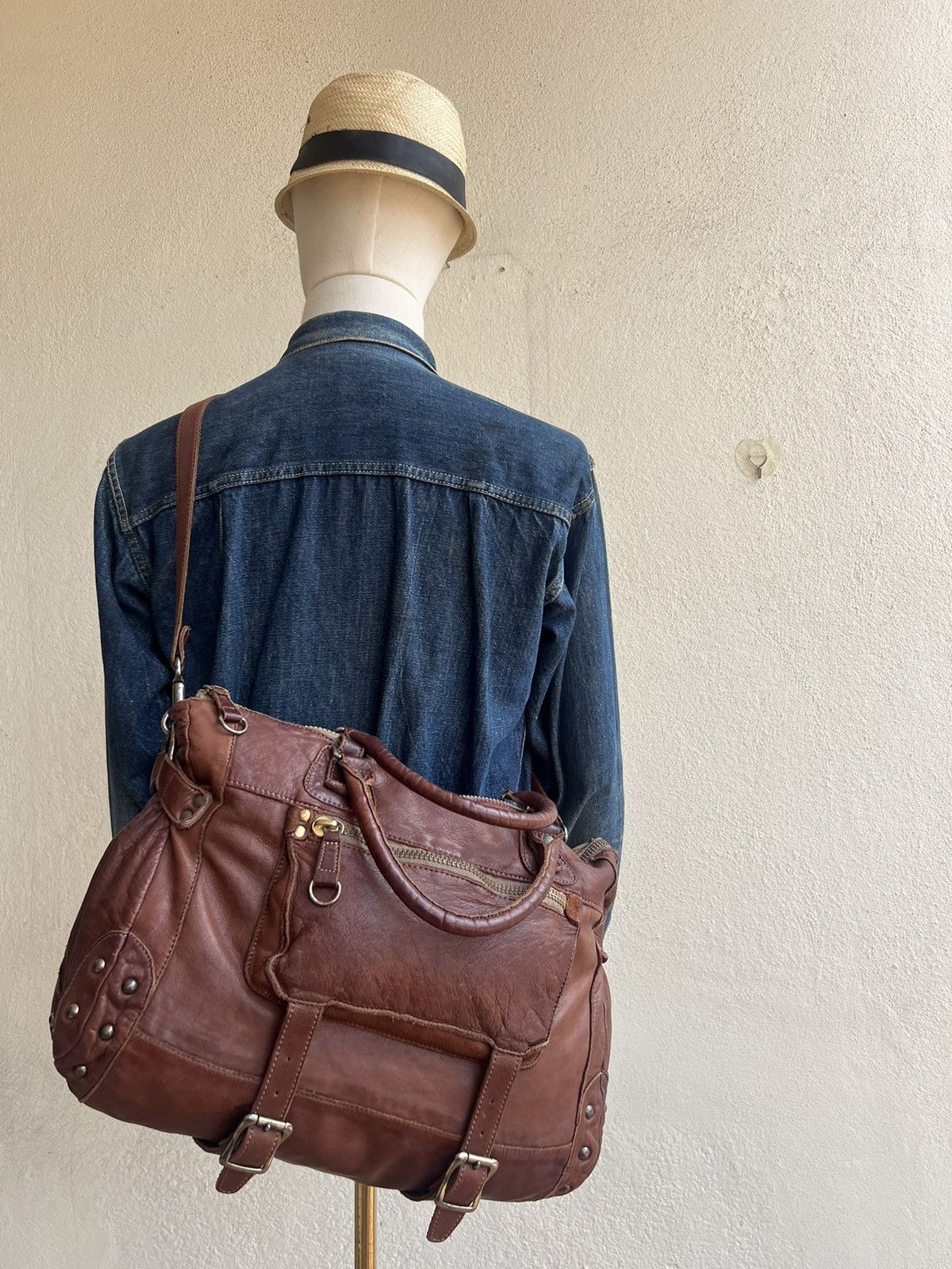 Leather Regalo Tokyo Fade Jerky Patina Leather 2 Way Bag Size ONE SIZE - 4 Thumbnail