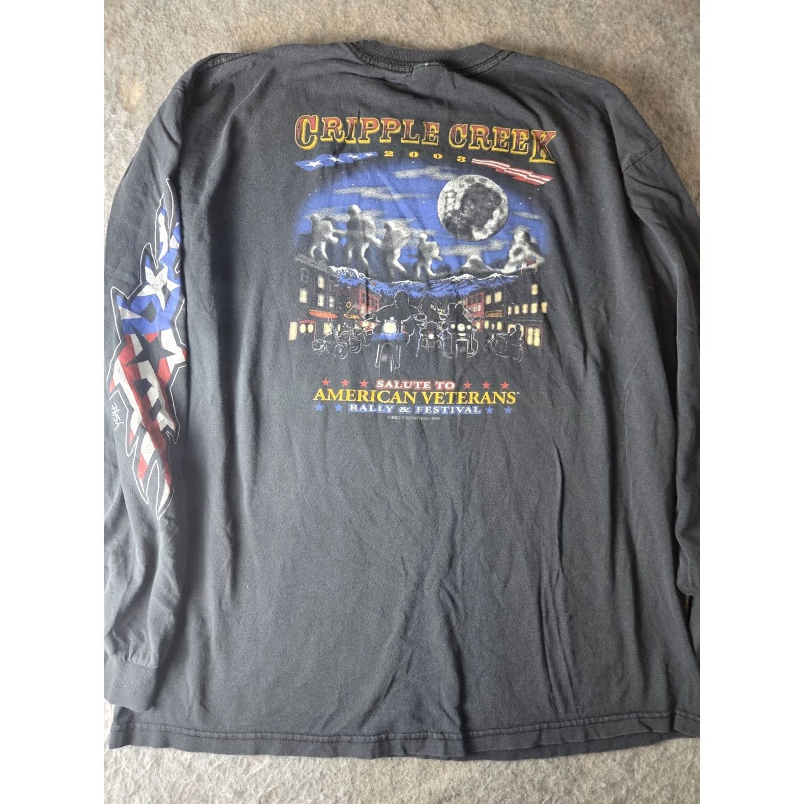 Anvil VINTAGE Anvil Pow Cripple Creek T Shirt Long Sleeve Crew Neck XL Men Black Cotton Graphic Print Vintage Yes Military Veterans All Seasons Size US XL / EU 56 / 4 - 5 Thumbnail