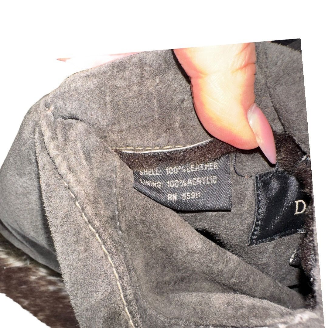 American Apparel × Vintage VTG Y2K Damselle LEATHER SUEDE LONG COAT WITH FAUX FUR TRIM Size L / US 10 / IT 46 - 6 Thumbnail