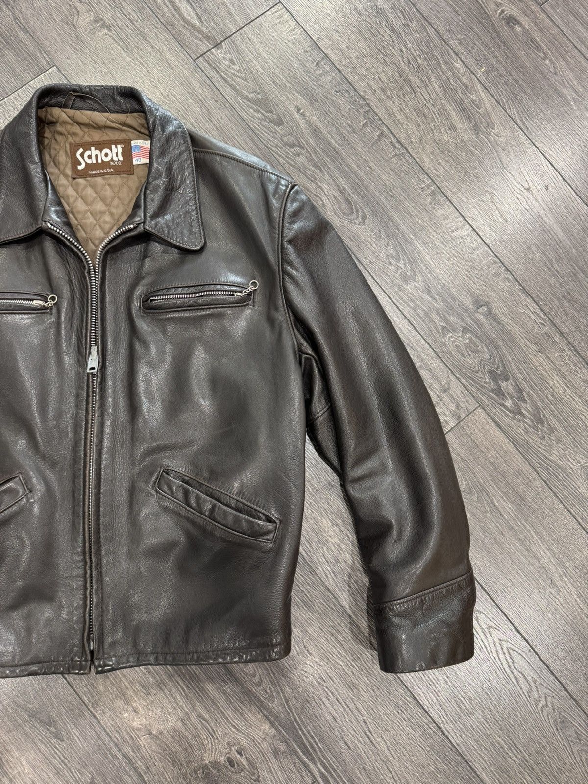 Schott Schott 544 deep brown cowhide leather jacket size 48 Usa Size US XXL / EU 58 / 5 - 6 Thumbnail