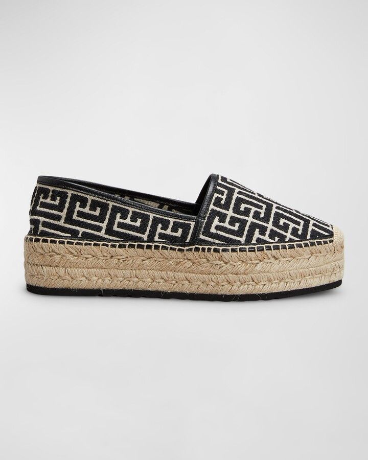 Balmain o1w1db10624 Monogram Espadrillas in Black Size US 11 / IT 41 - 1 Thumbnail