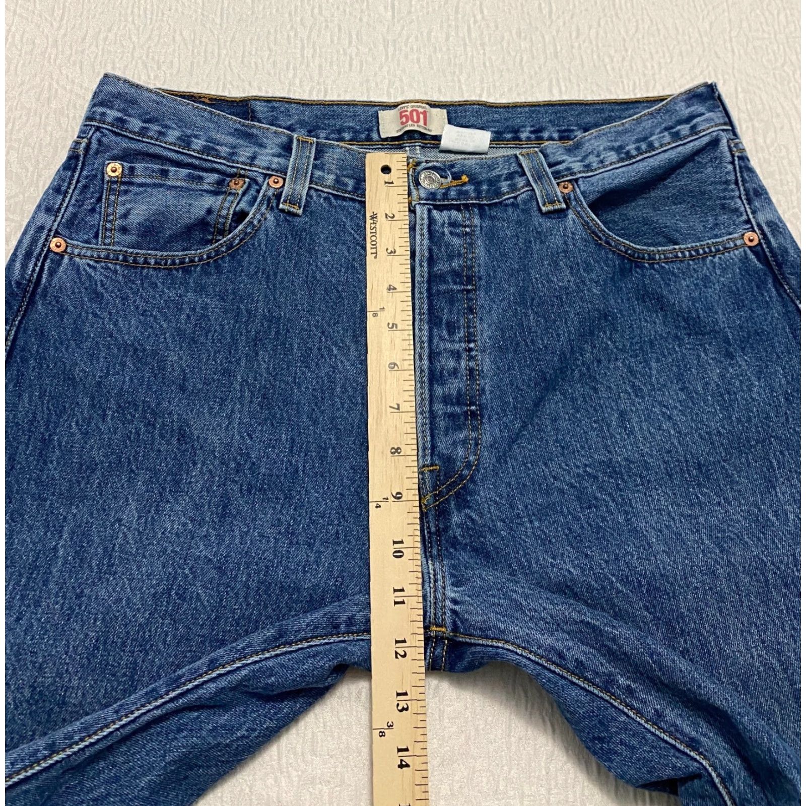 Levi's Levi's Levi'S 501 Jeans Men 36x27 Blue Straight Button Fly Hemmed Medium Wash 100% Cotton Denim 5-Pocket Classic Regular Size US 36 / EU 52 - 7 Thumbnail