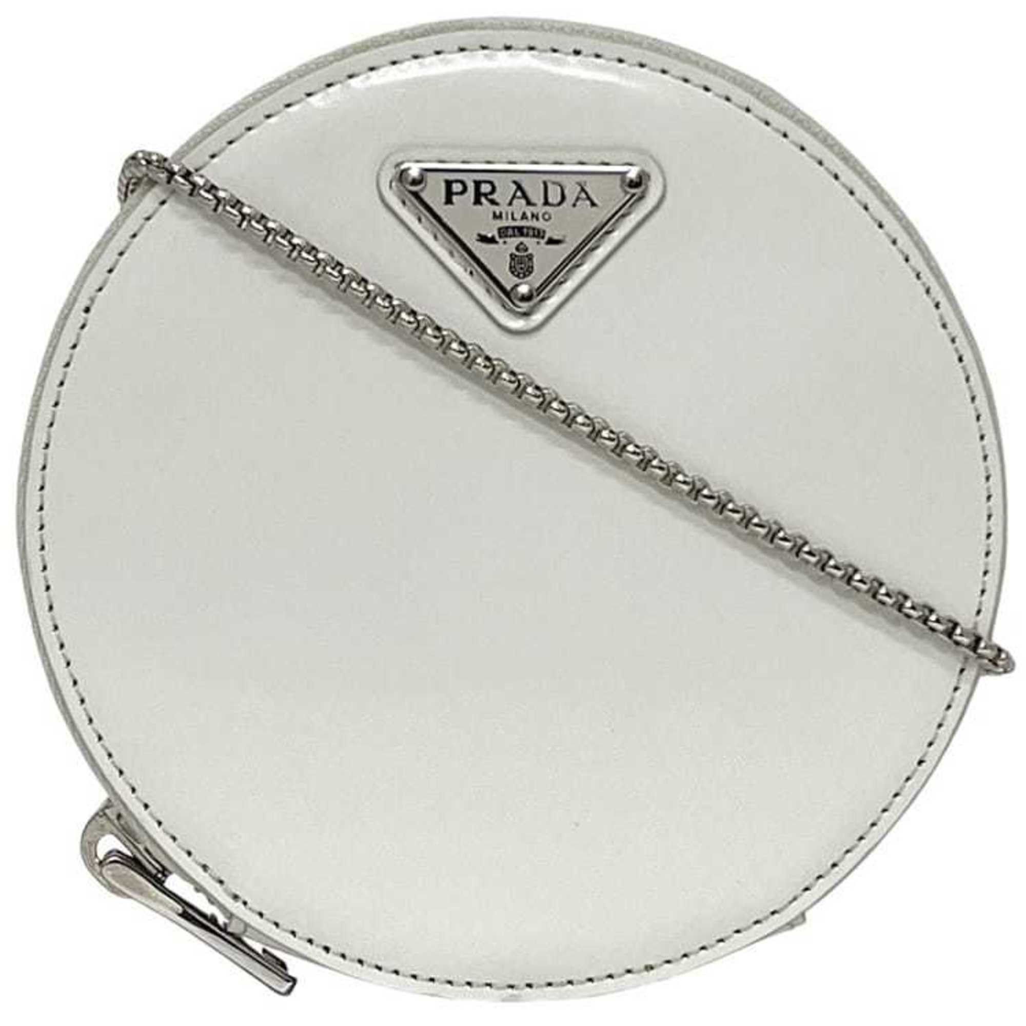Prada Prada Shoulder Bag f-24679 White 1NA003 Round Chain Leather 85 PRADA Mini Pochette Triangle Plate Women's Size ONE SIZE - 1 Thumbnail