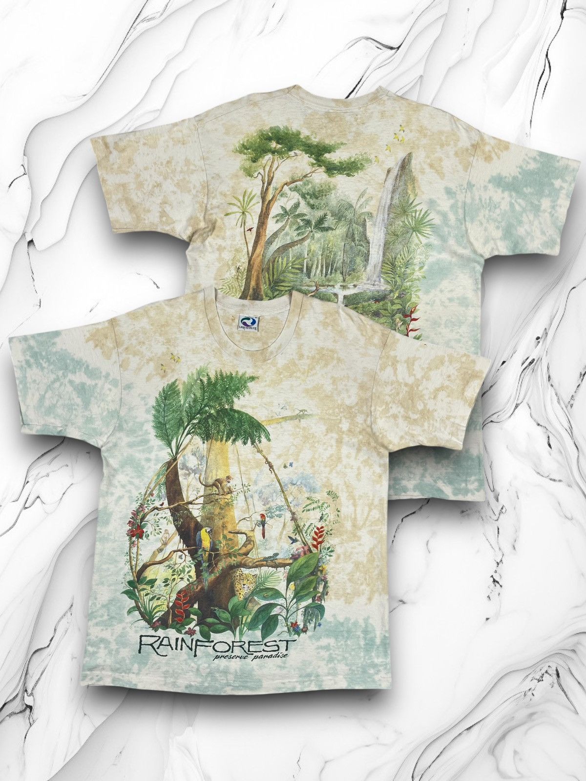 Liquid Blue Vintage 90s Liquid Blue Rain Forest ART 1991 Tropical Tee Size US XL / EU 56 / 4 - 1 Thumbnail