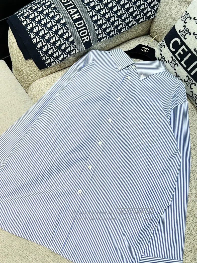 Balenciaga Balenciaga Blue and White 38 Size Striped Long Sleeve Shir Size XS / US 0-2 / IT 36-38 - 2 Thumbnail
