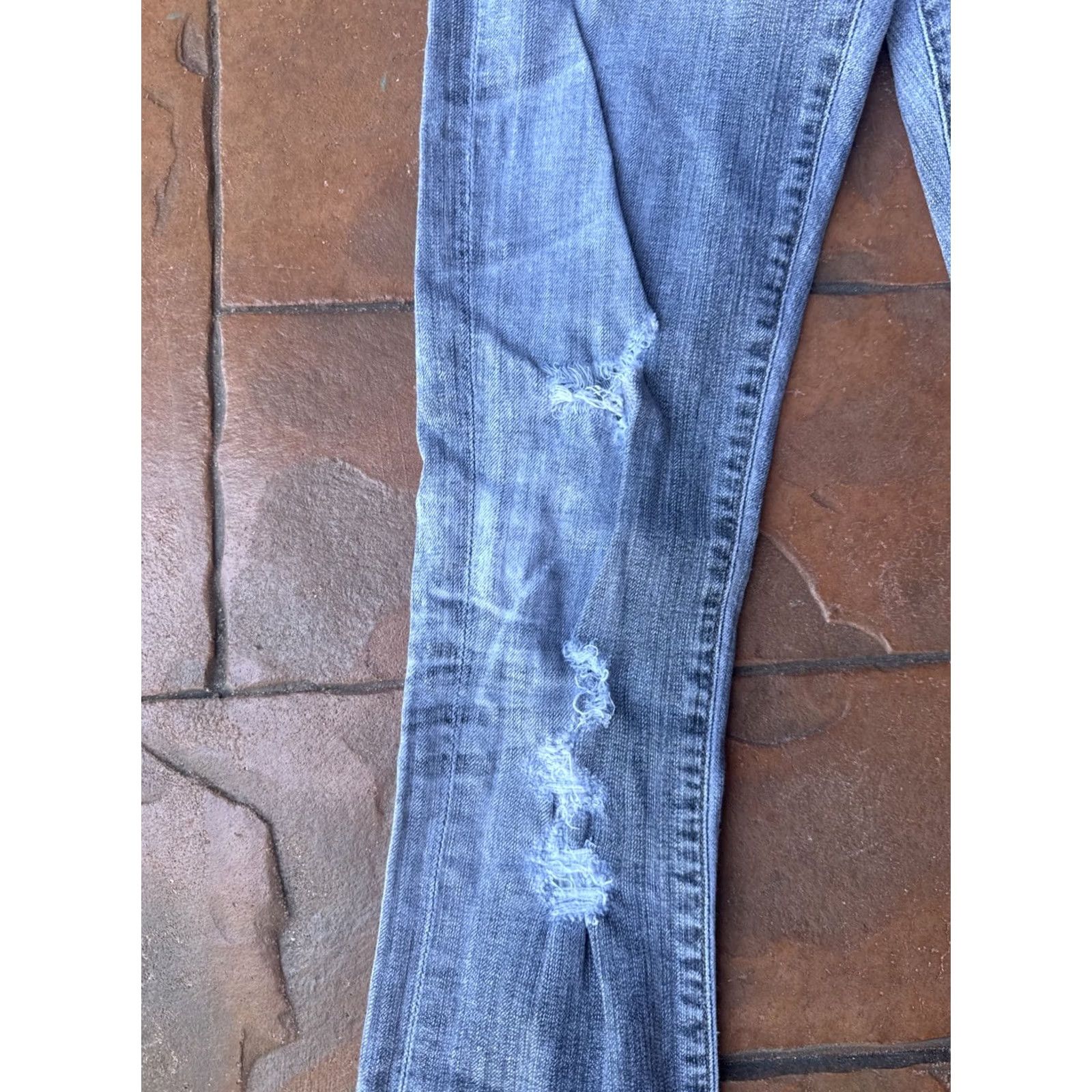 Citizens Of Humanity Citizens of Humanity Jeans Women Low Rise Straight Distressed 26 28.5in Gray Denim Slim Regular Zip Button Pockets Bohemian 90s Style Size 26" / US 2 / IT 38 - 5 Thumbnail