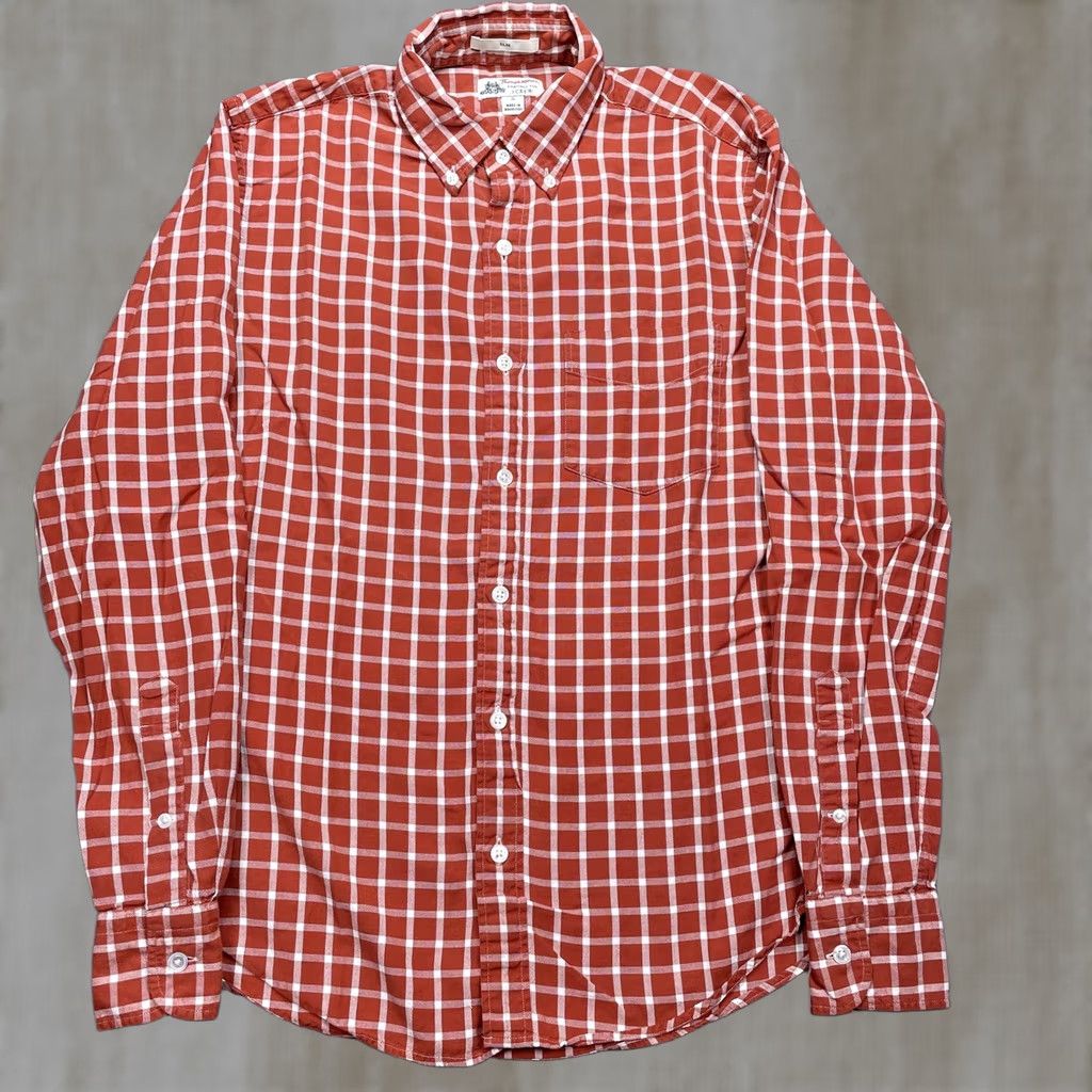 J.Crew J.Crew Shirt Mens Small Red Check Slim Button-Up Casual Long Sleeve Thomas Mason Shirtings Size US S / EU 44-46 / 1 - 1 Thumbnail