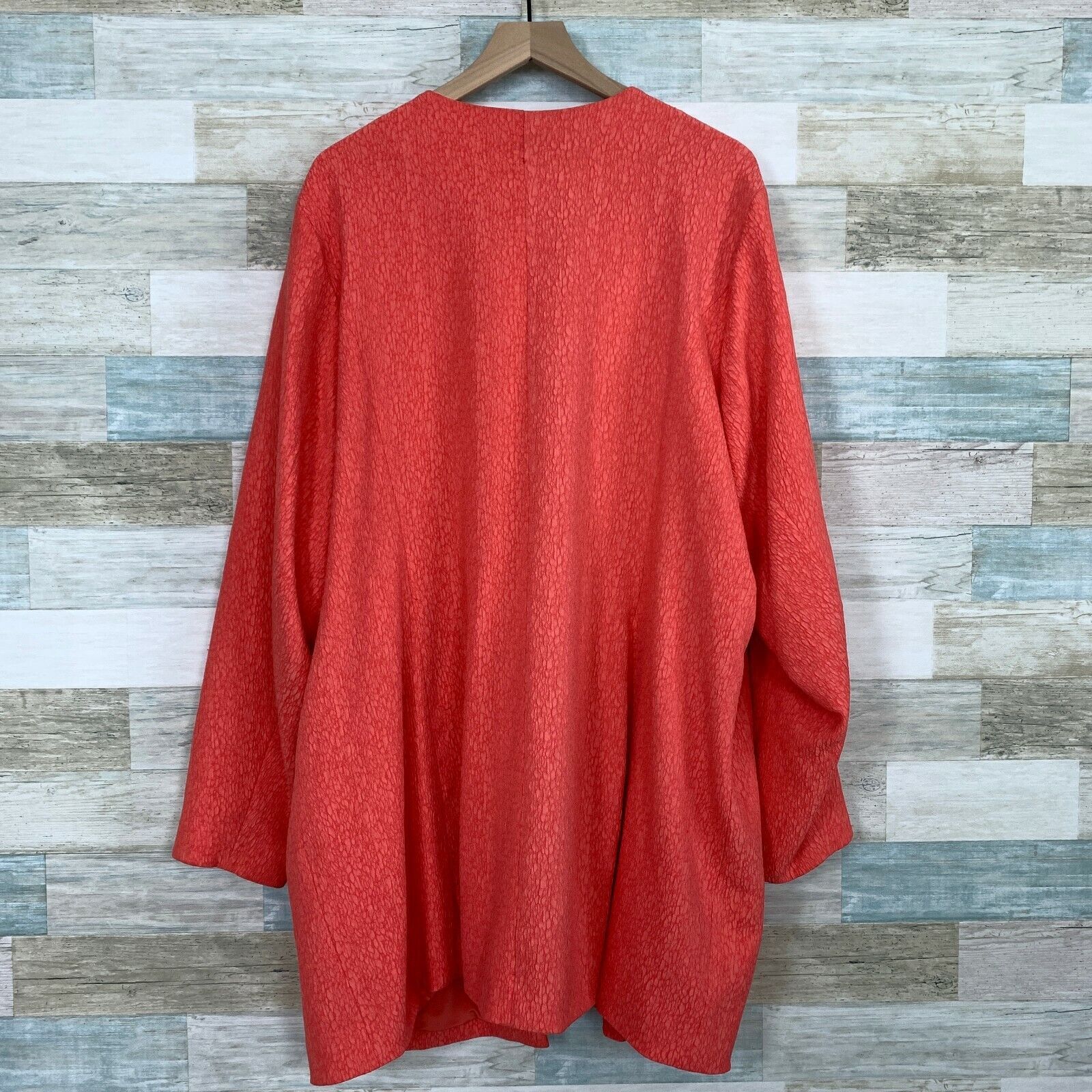 Other Torrid Long Jacquard Cocoon Coat Coral Orange Open Front 4X Size 4XL / US 24-26 - 5 Thumbnail