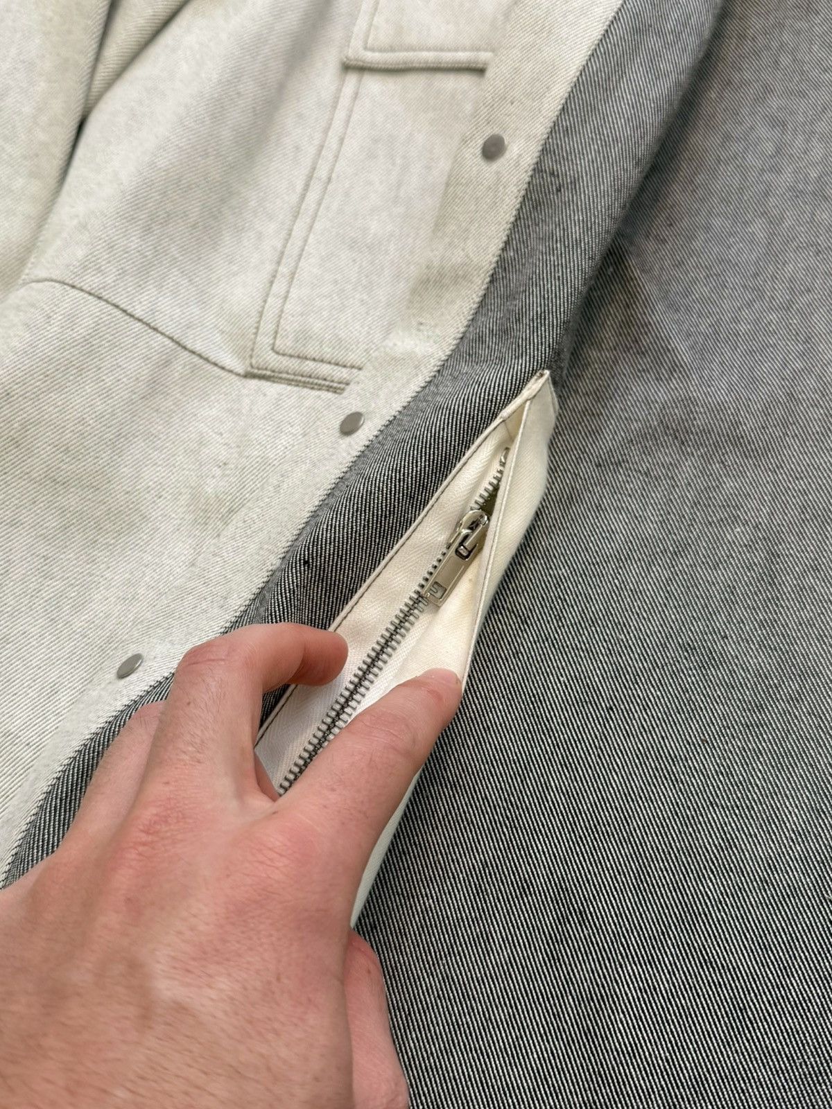 Rick Owens Denim Outershirt Milk Melange Overshirt Size US XL / EU 56 / 4 - 7 Thumbnail