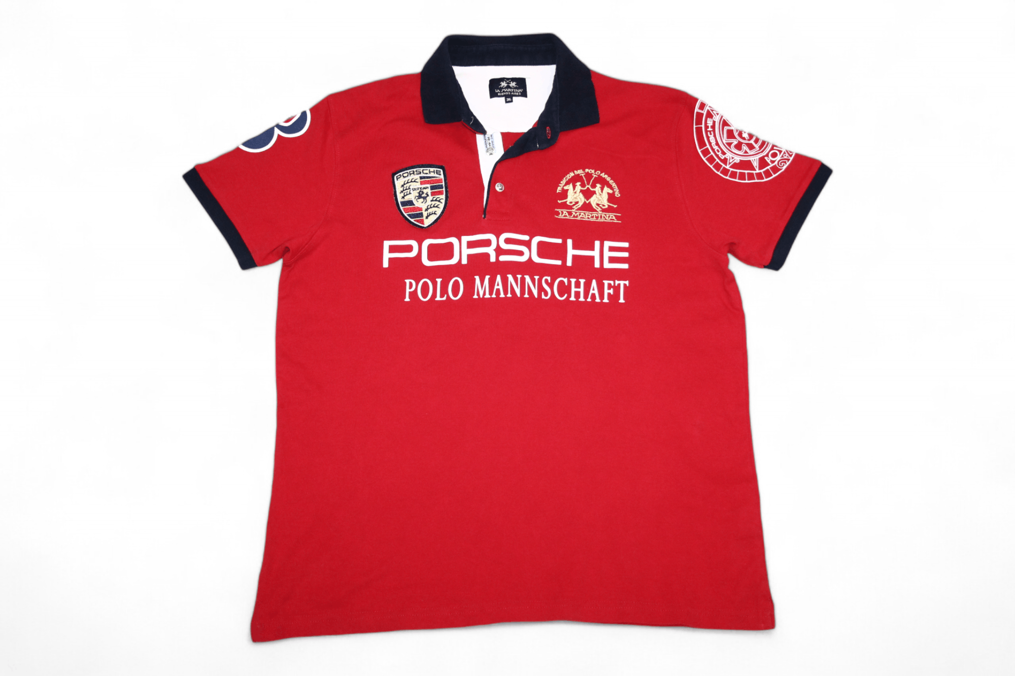 La Martina × Porsche Design VTG La Martina x Porsche Polo Team Big Logo Polo Shirt Size US XL / EU 56 / 4 - 1 Thumbnail