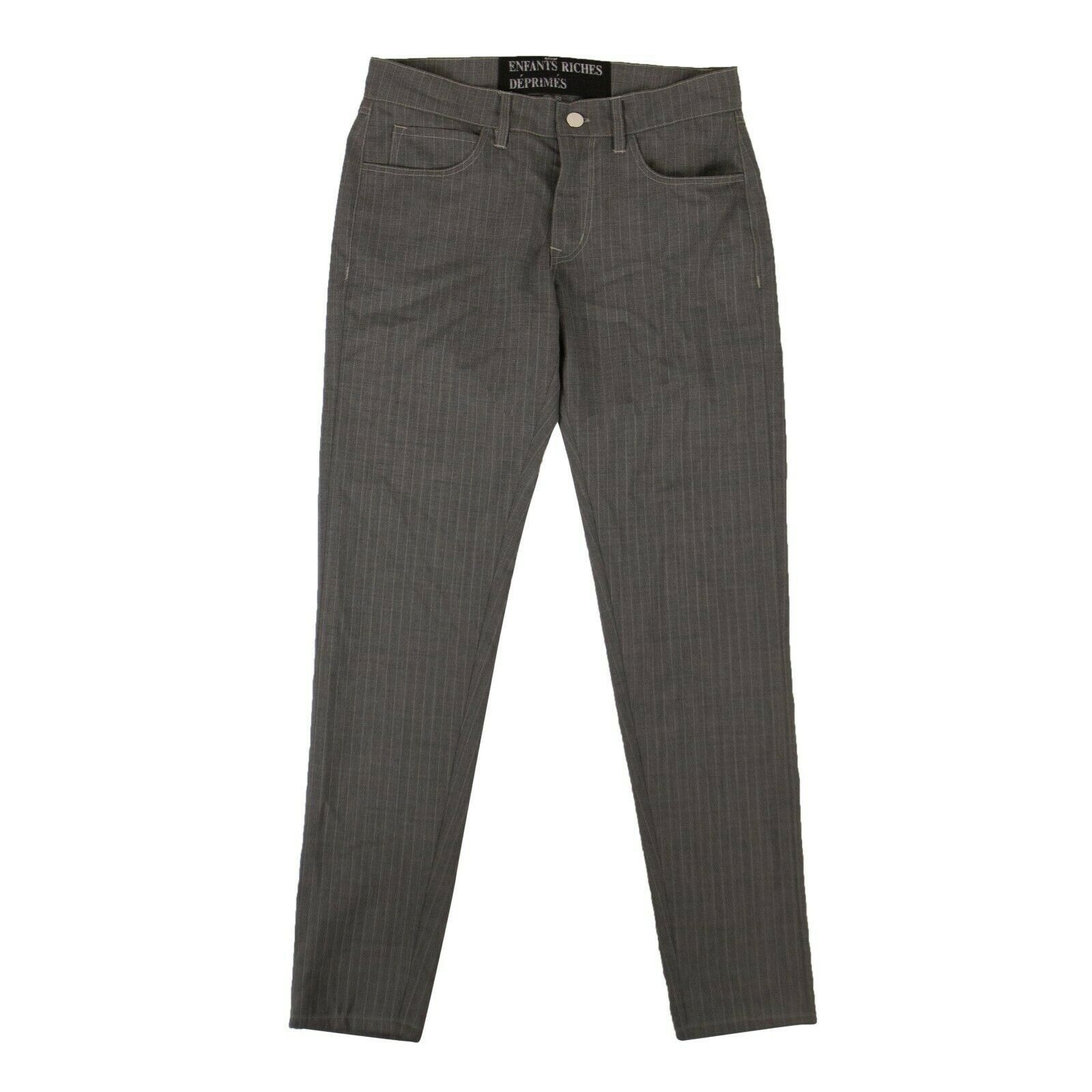 image of Enfants Riches Deprimes Grey Slim-Fit Pinstripe Trousers Size 27, Women's